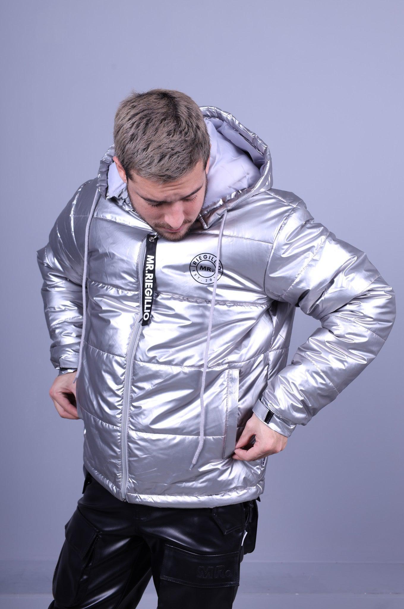 PVC Puffer Jacket - Silver at MR. Riegillio
