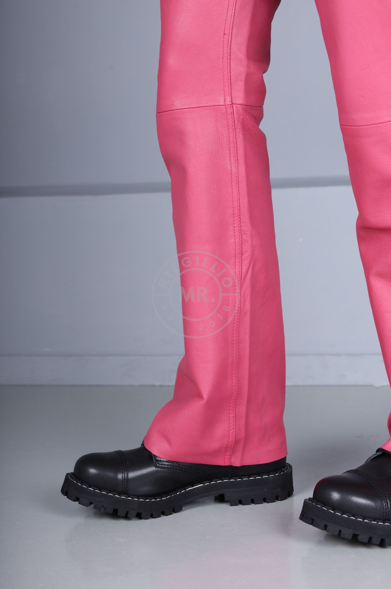 Pink Leather Bootcut Pants