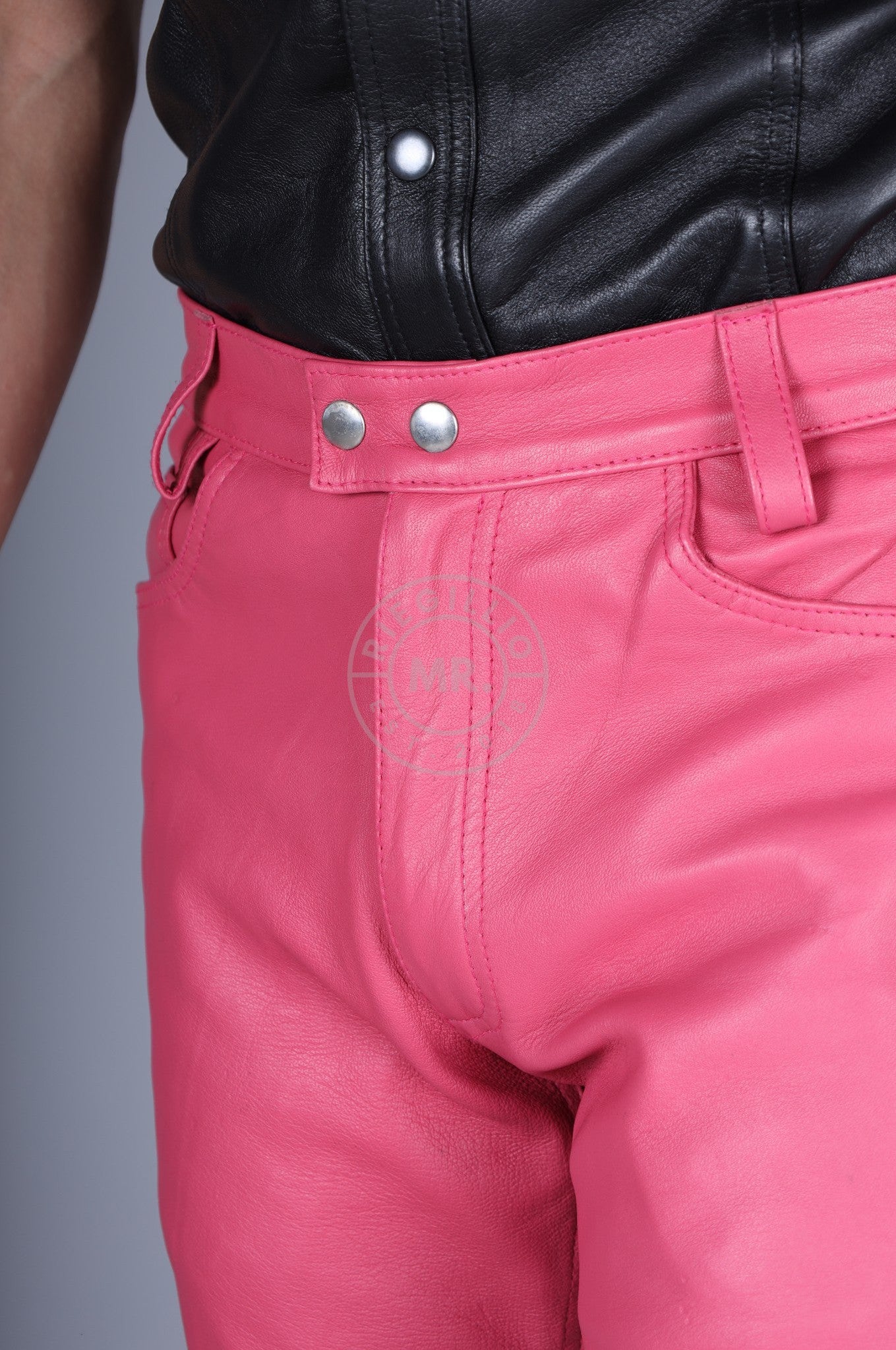 Pink Leather Bootcut Pants at MR. Riegillio