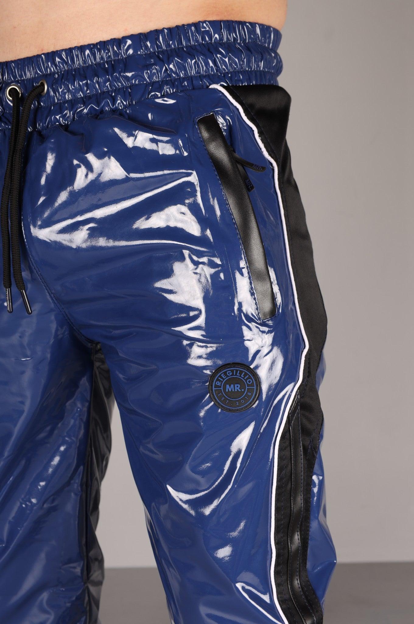 LGB ルグランブルー 星条旗 damage coating pants Y2K Aggressive Scrunch Flare Legging - Blue Bubbles Tie Dye