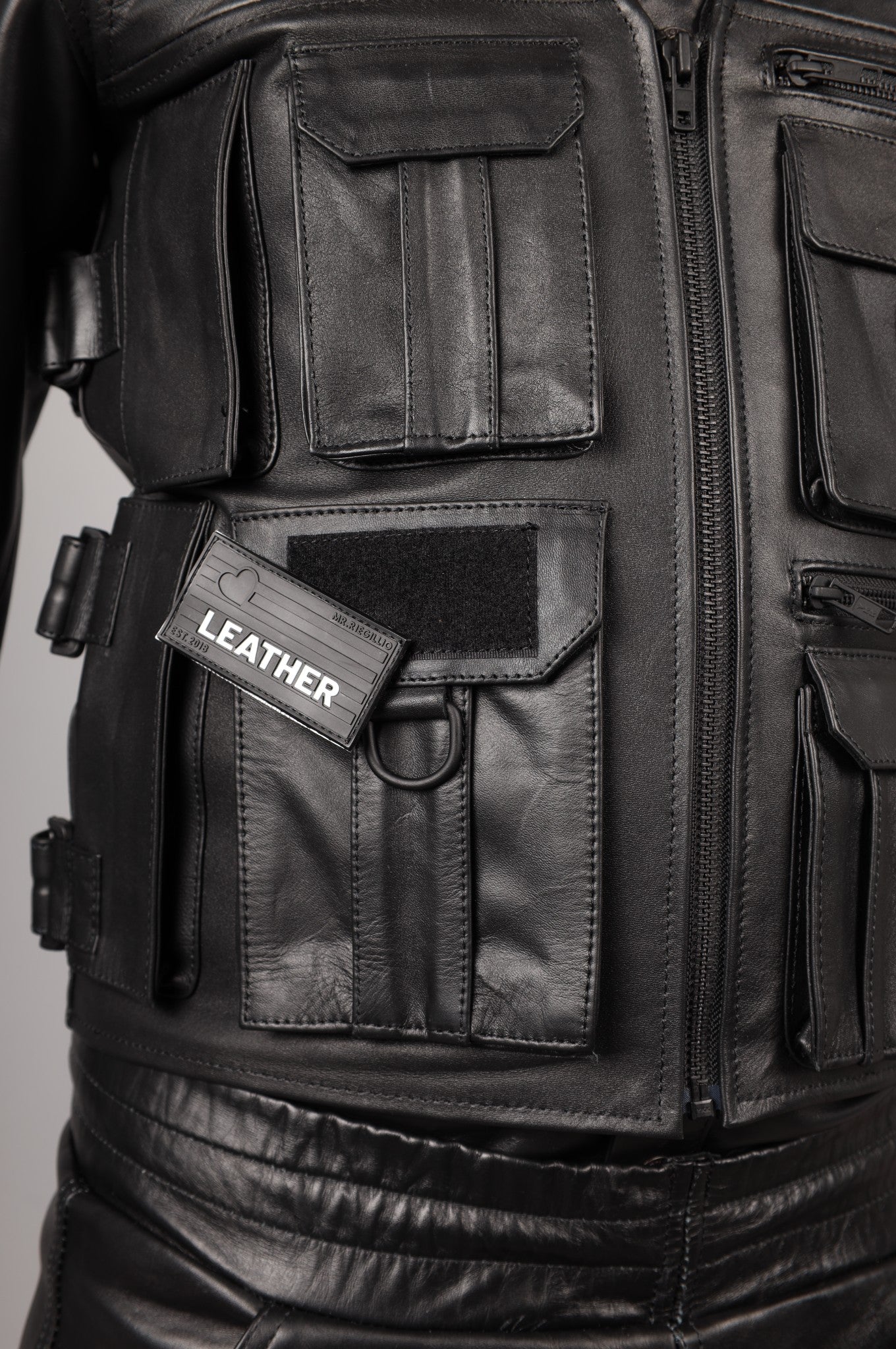 Black Leather Utility Vest