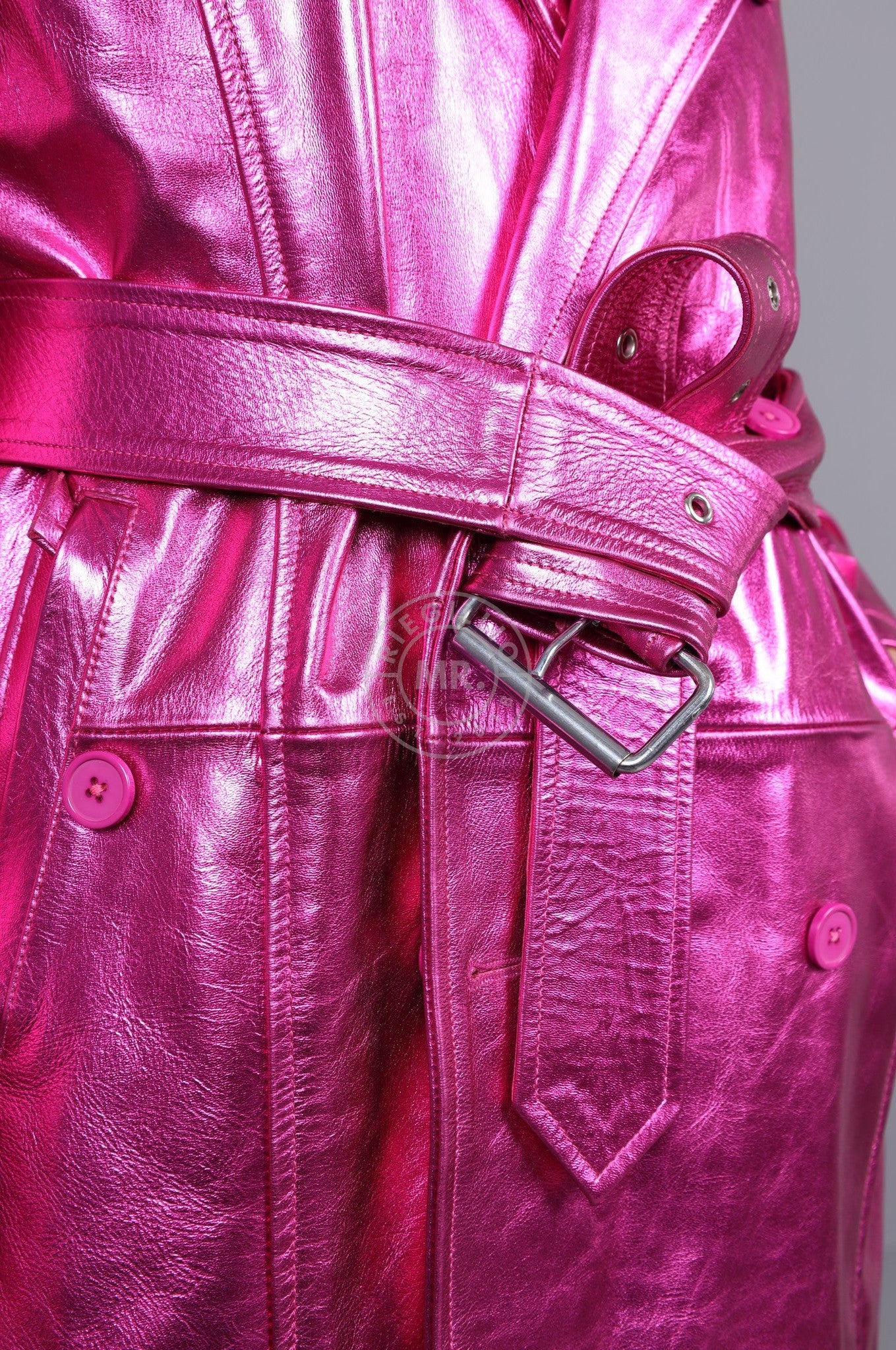 Metallic Leather Trench Coat - Pink at MR. Riegillio