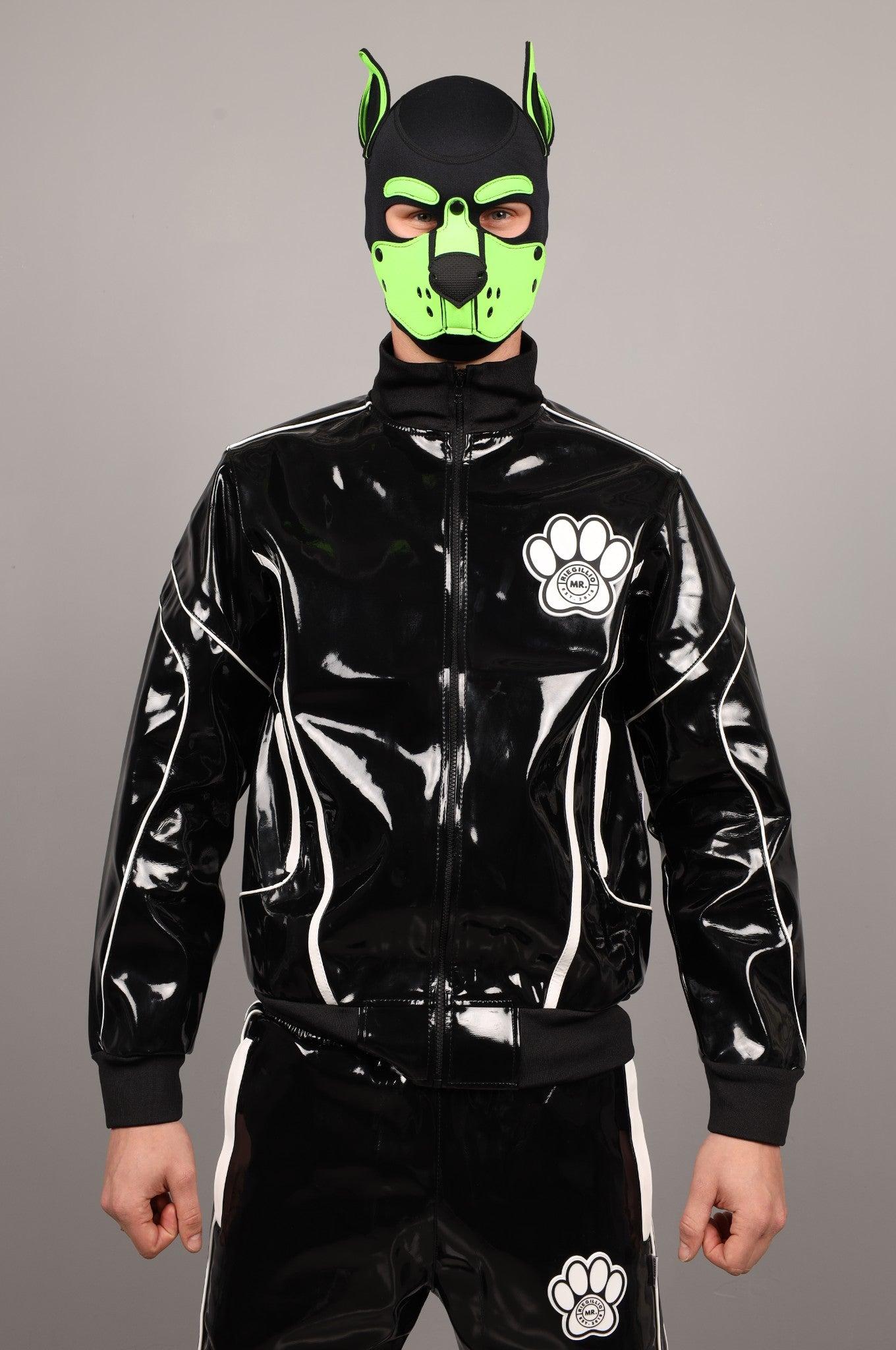 Black PVC Puppy Tracksuit Jacket at MR. Riegillio