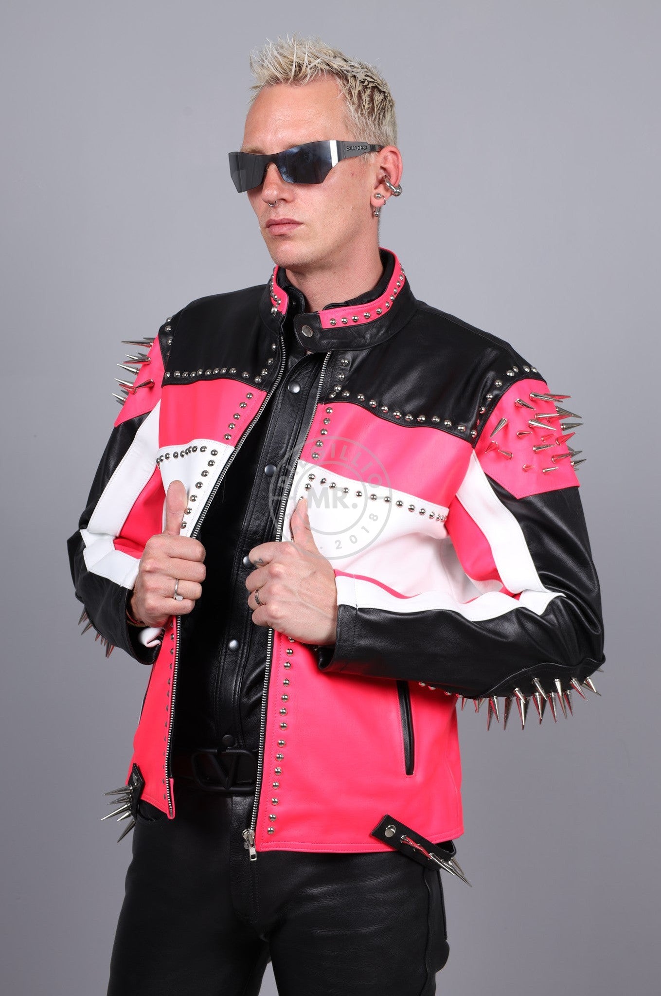 Leather Studded Biker Jacket at MR. Riegillio