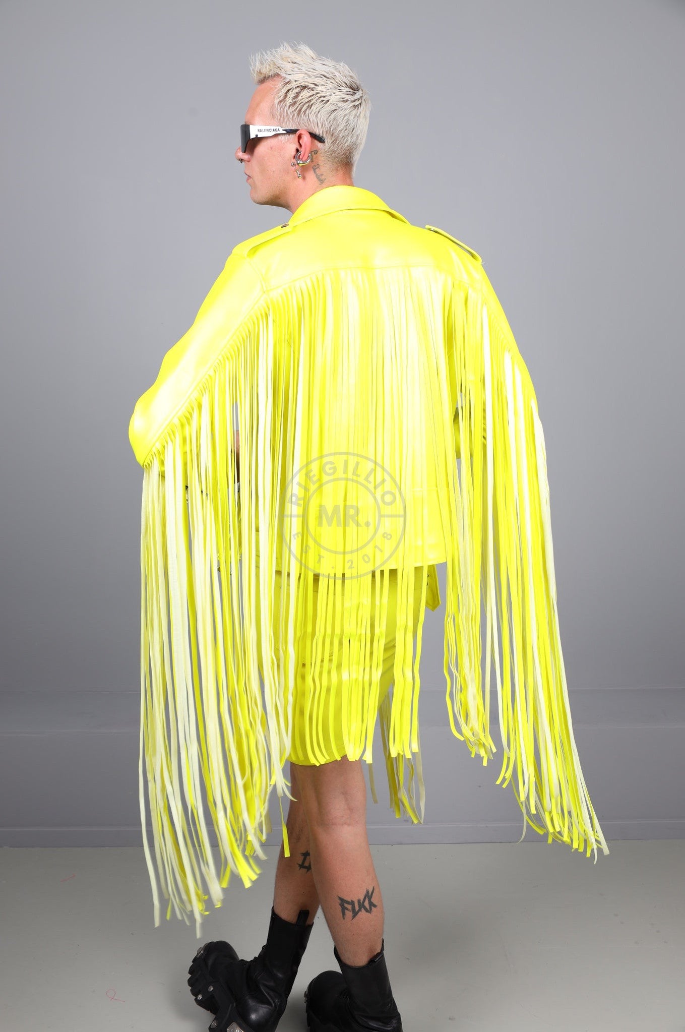 MR. Fringe Biker Jacket - Neon Yellow at MR. Riegillio