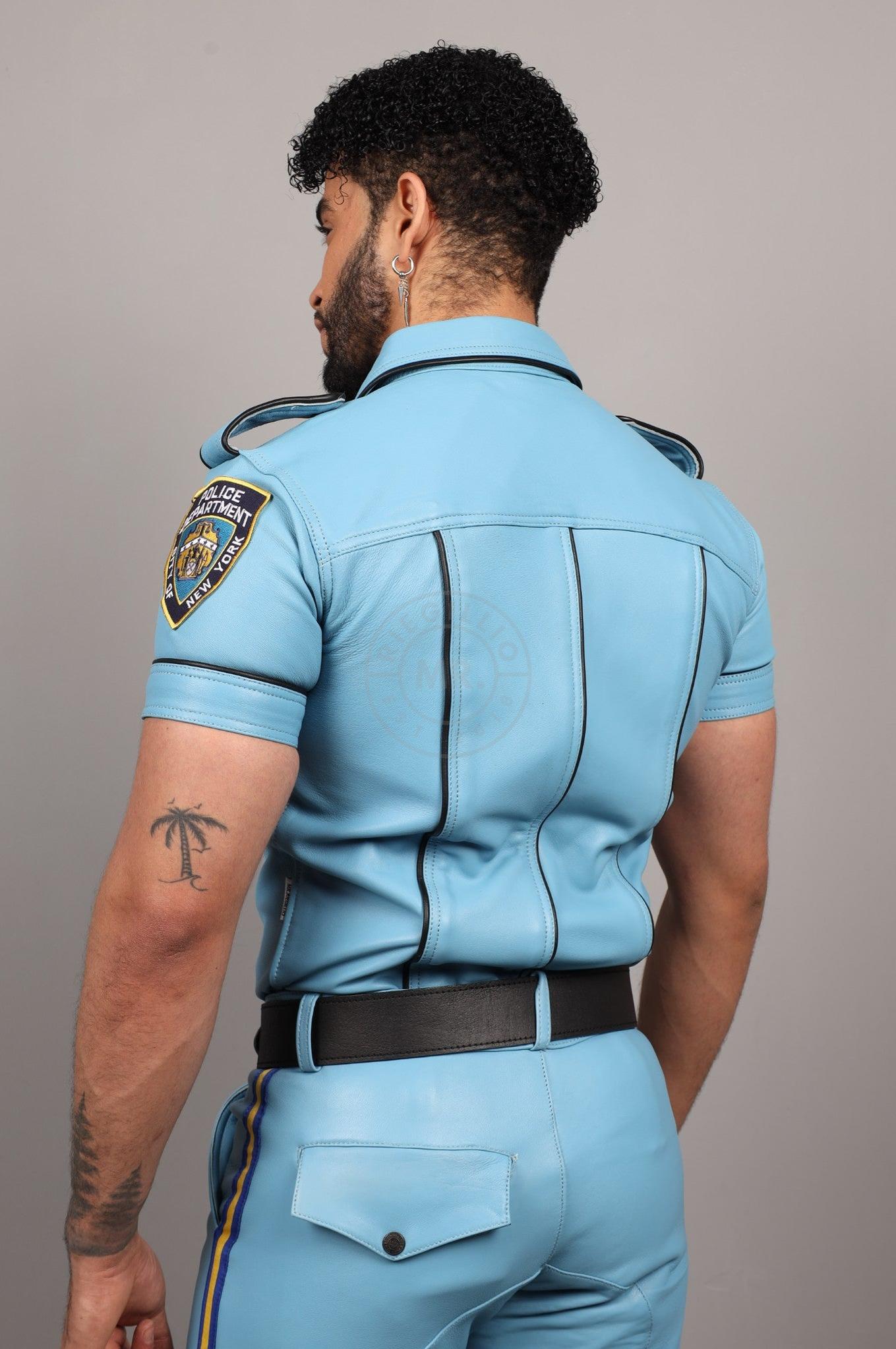 Leather Police Shirt NY - Turquoise at MR. Riegillio