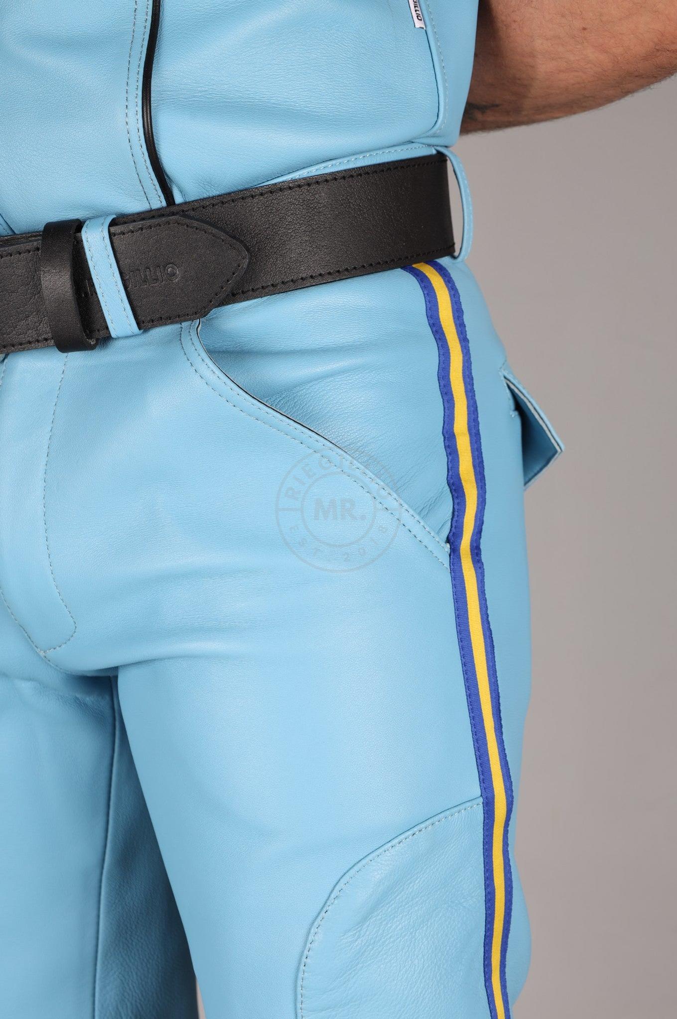 Leather Police Pants NY - Turquoise at MR. Riegillio