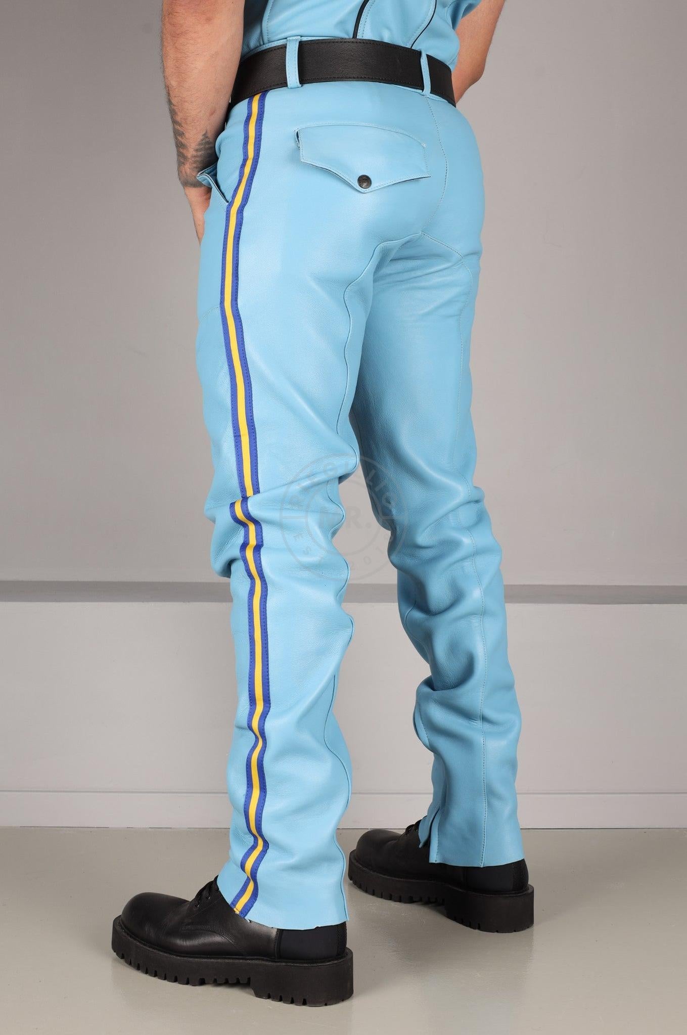 Leather Police Pants NY - Turquoise at MR. Riegillio