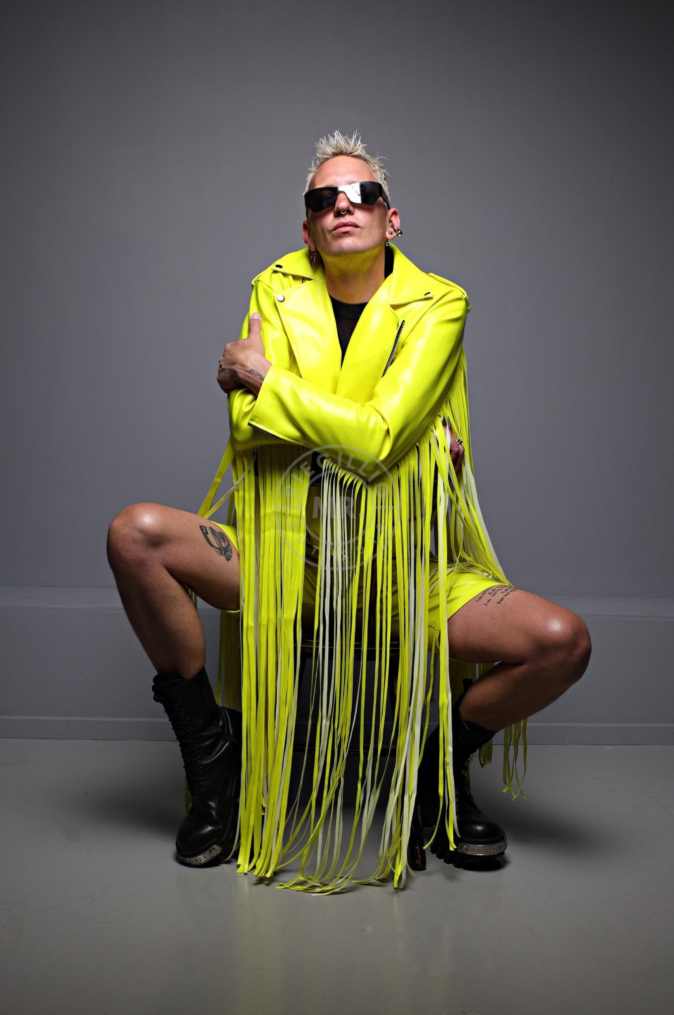 MR. Fringe Biker Jacket - Neon Yellow at MR. Riegillio