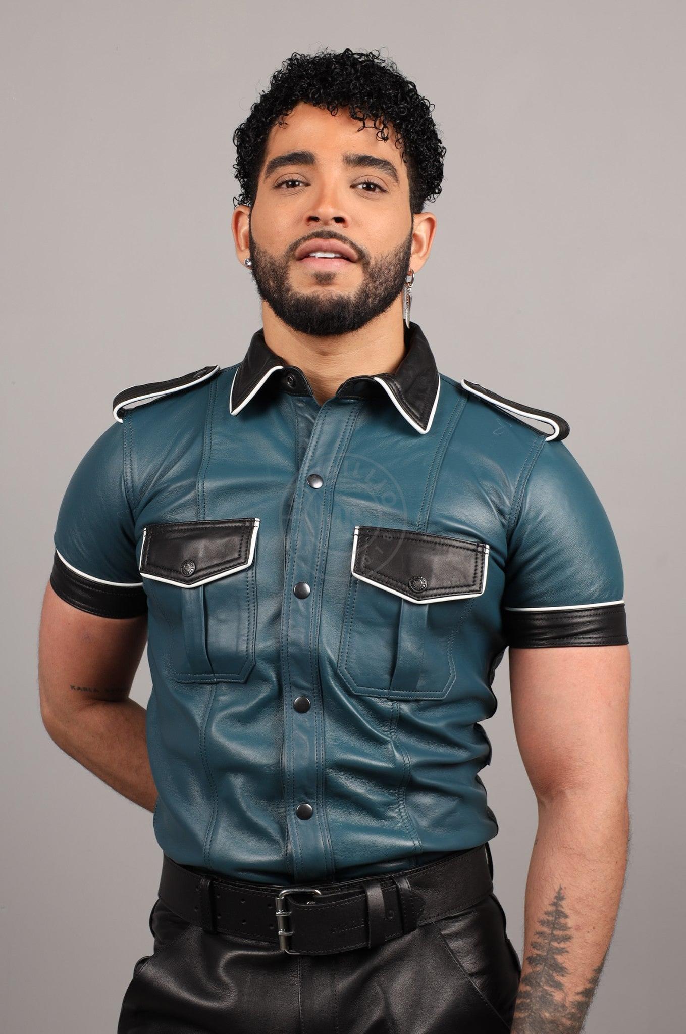 Colored Leather Shirt - Jeans Blue at MR. Riegillio