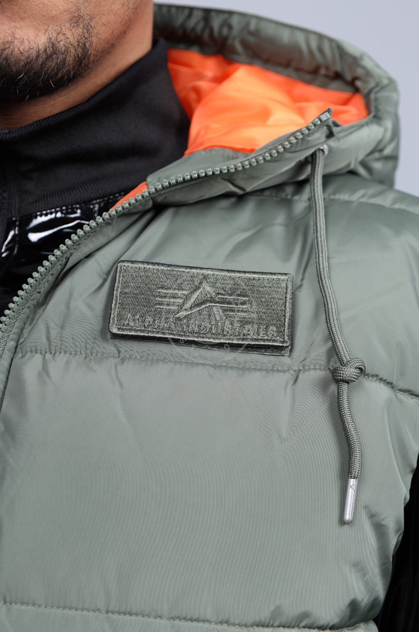 Alpha Industries Hooded Puffer Vest FD - Sage Green at MR. Riegillio