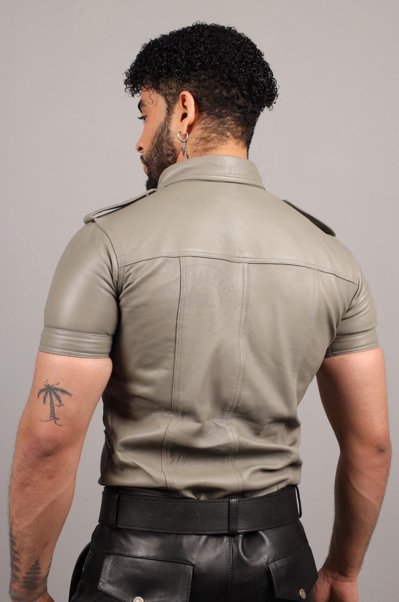 Grey Leather Shirt at MR. Riegillio