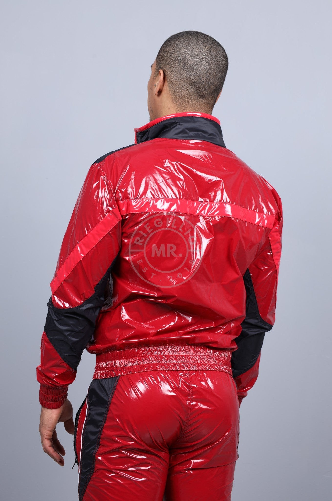 Shiny Nylon 24 Tracksuit Jacket - Red at MR. Riegillio