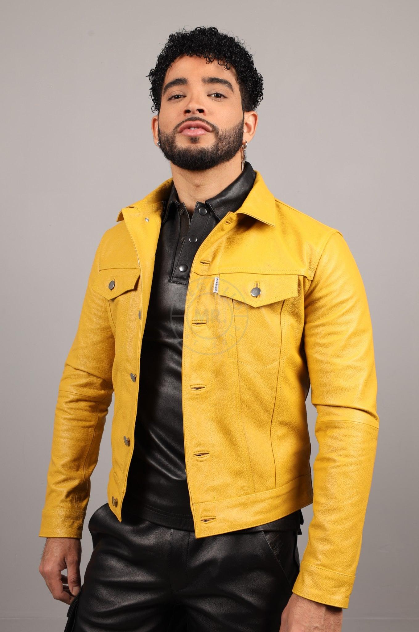 Leather Trucker Jacket - Yellow at MR. Riegillio