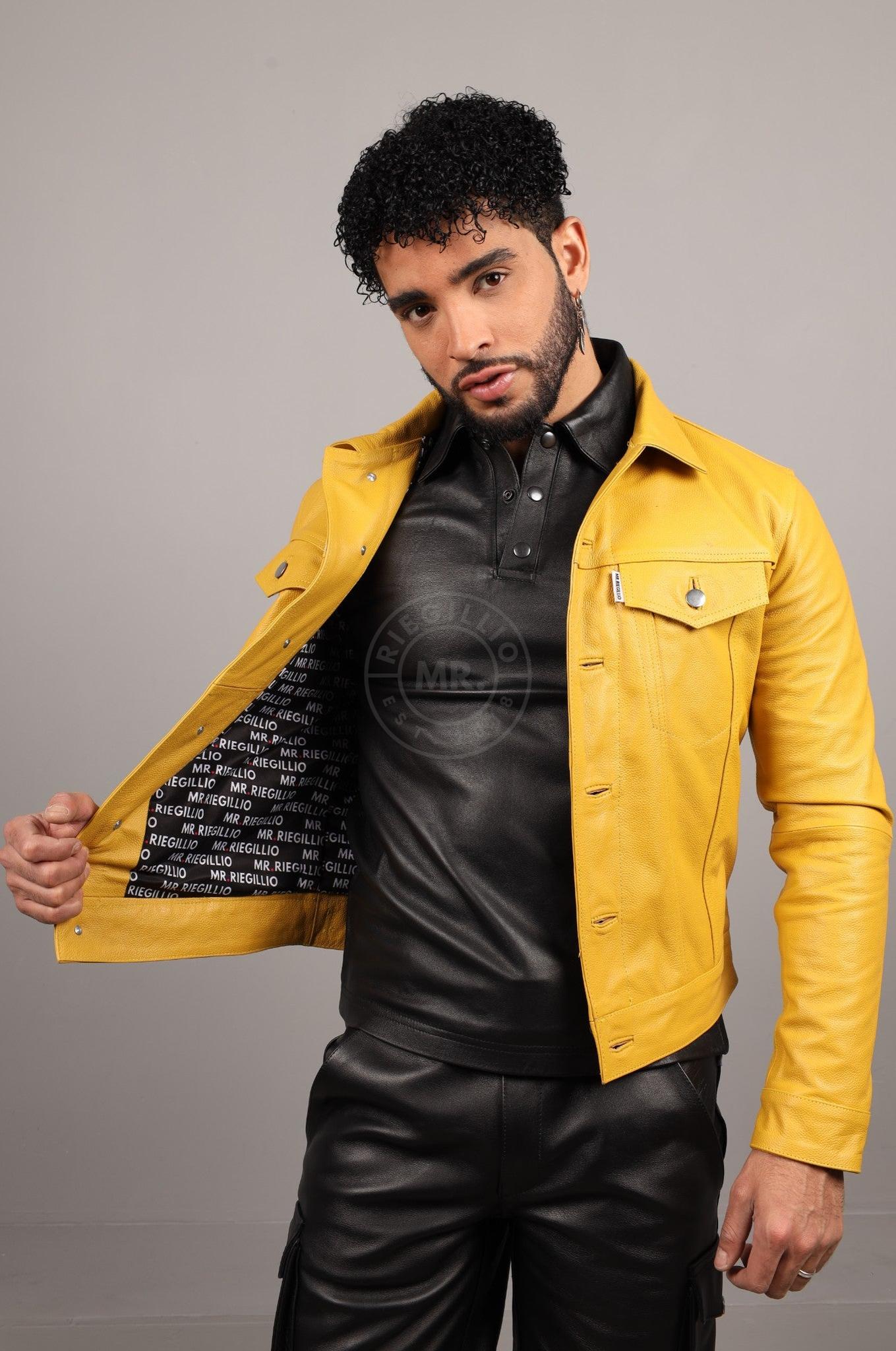 Leather Trucker Jacket - Yellow at MR. Riegillio