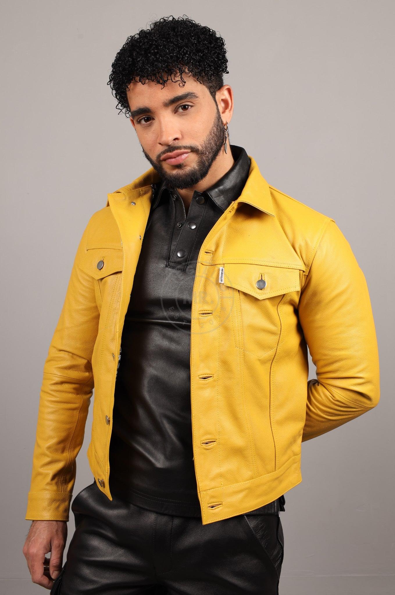 Leather Trucker Jacket - Yellow at MR. Riegillio