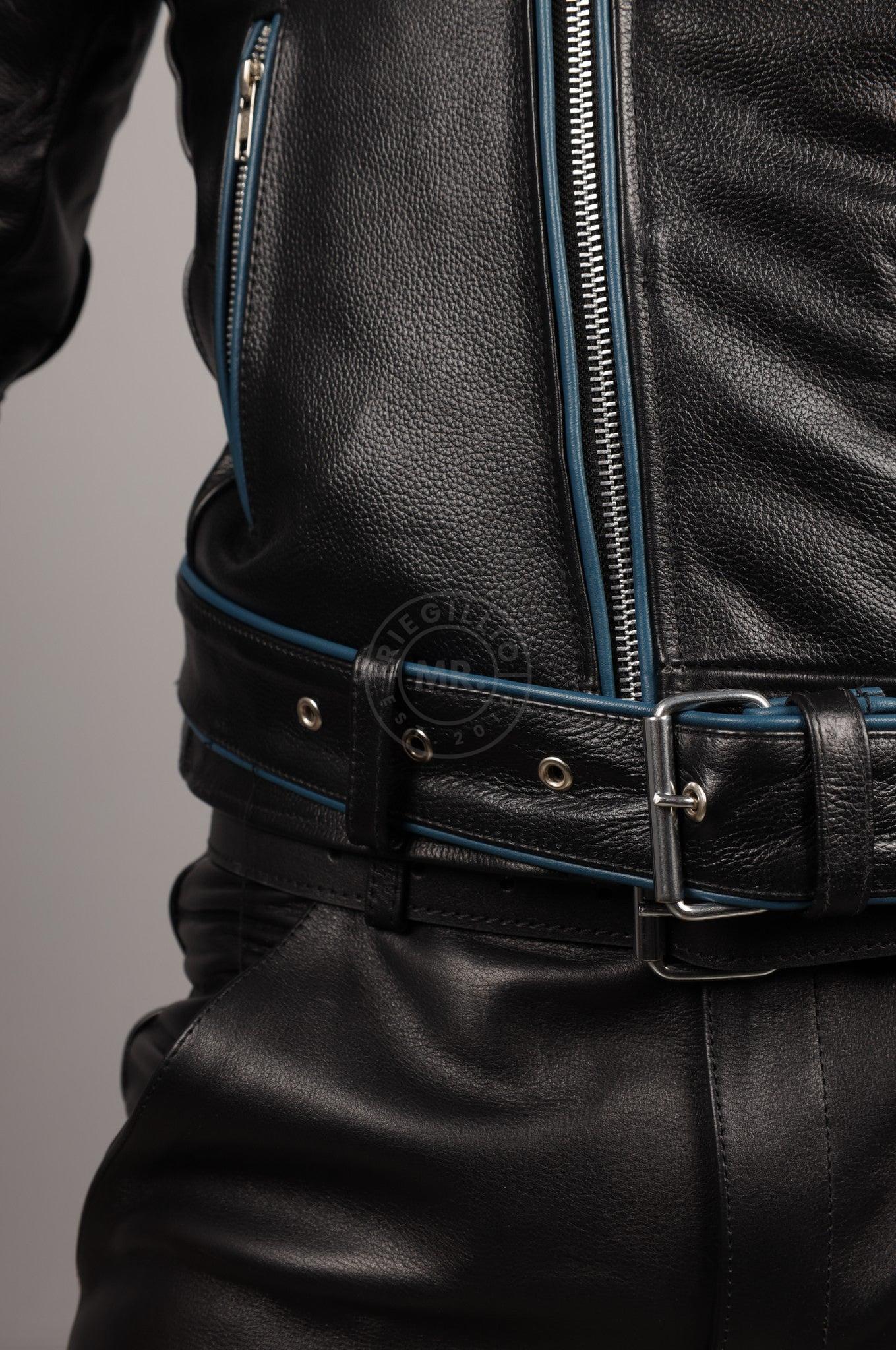 Leather Brando Jacket - Jeans Blue Piping at MR. Riegillio