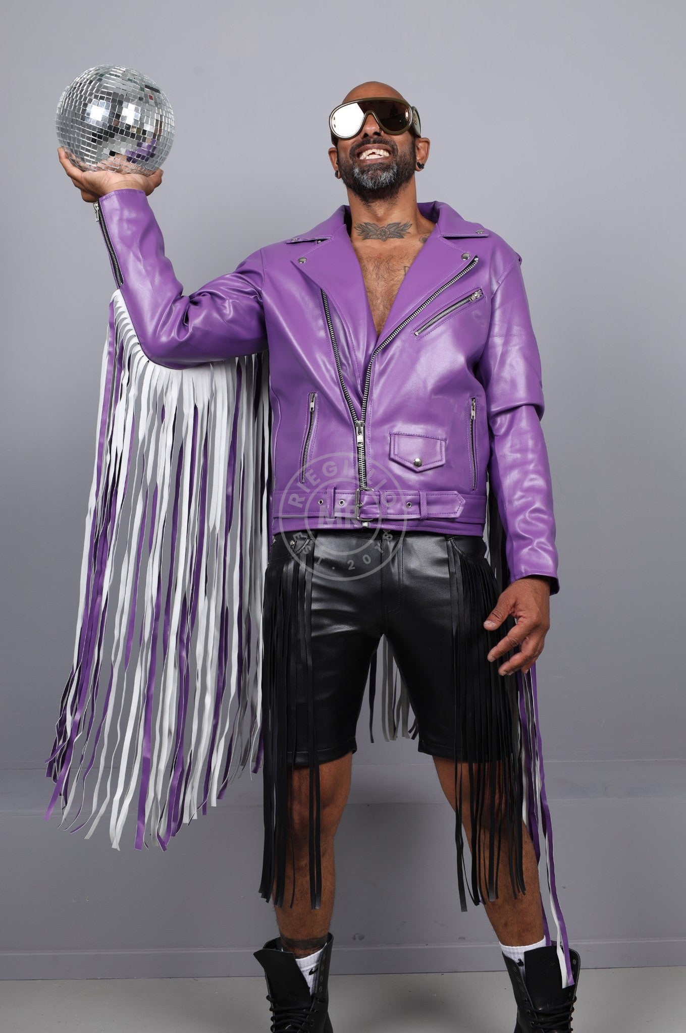 MR. Fringe Biker Jacket - Purple at MR. Riegillio