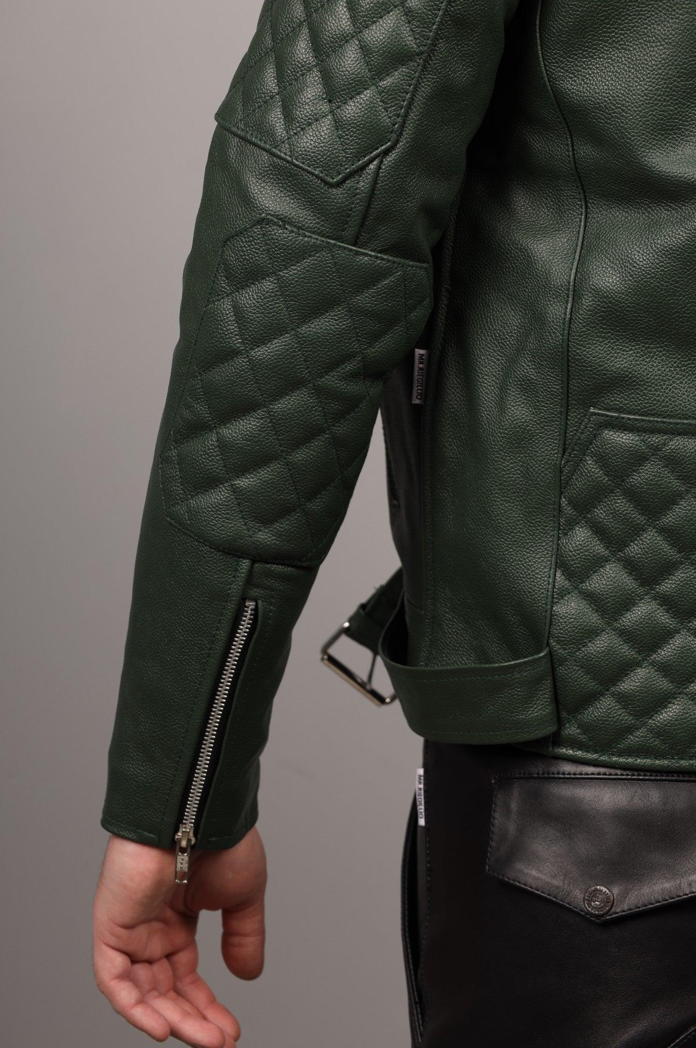 Leather Brando Jacket - Dark Green at MR. Riegillio