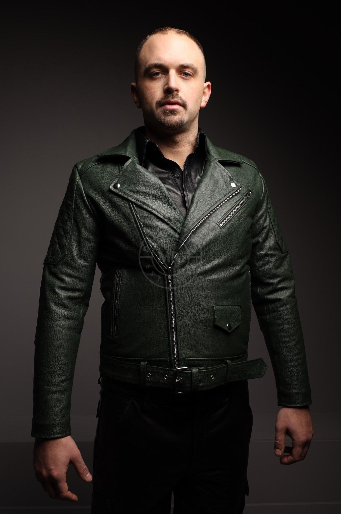 Leather Brando Jacket - Dark Green at MR. Riegillio