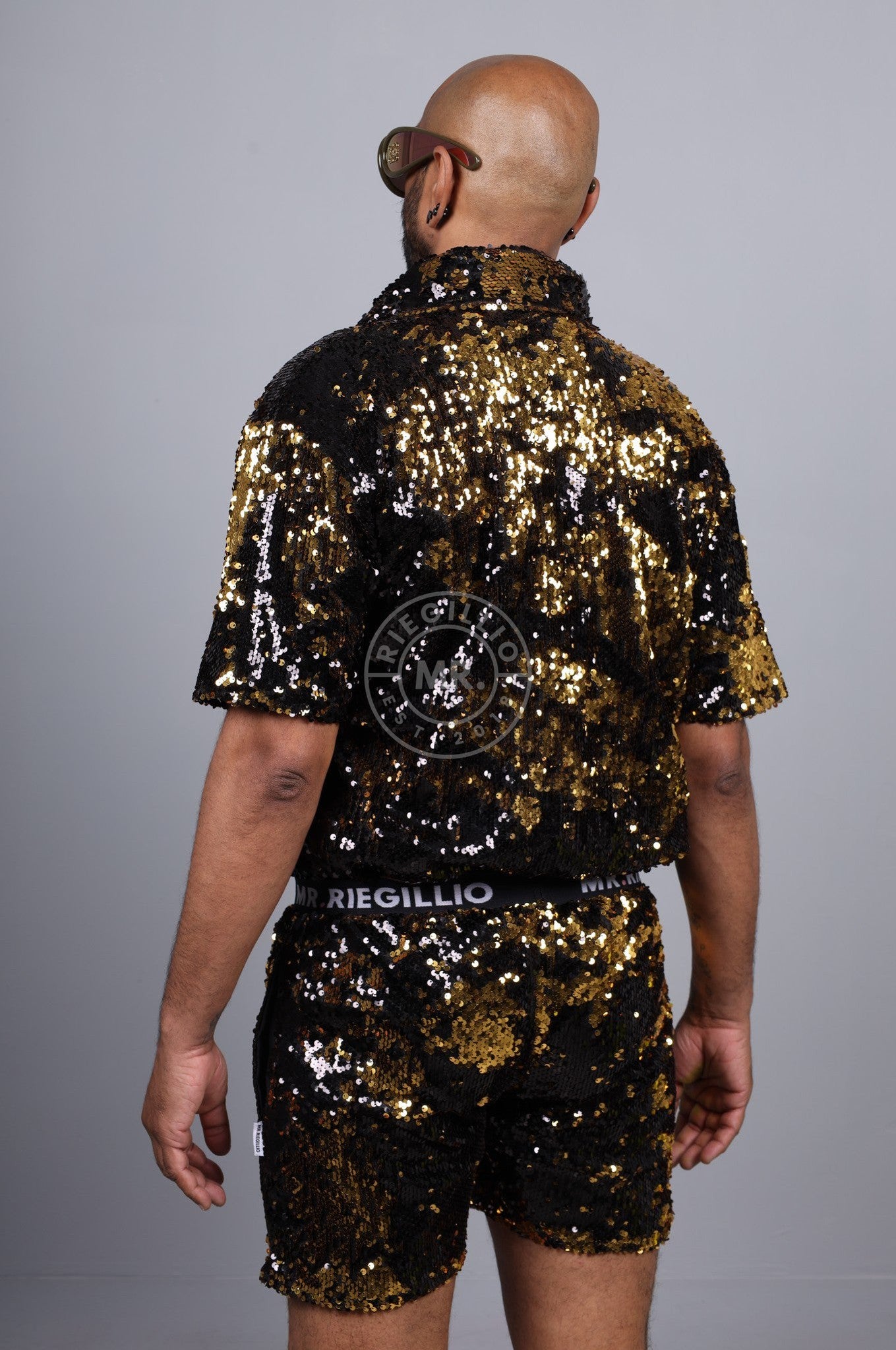 Black/Gold Sequin Shirt at MR. Riegillio