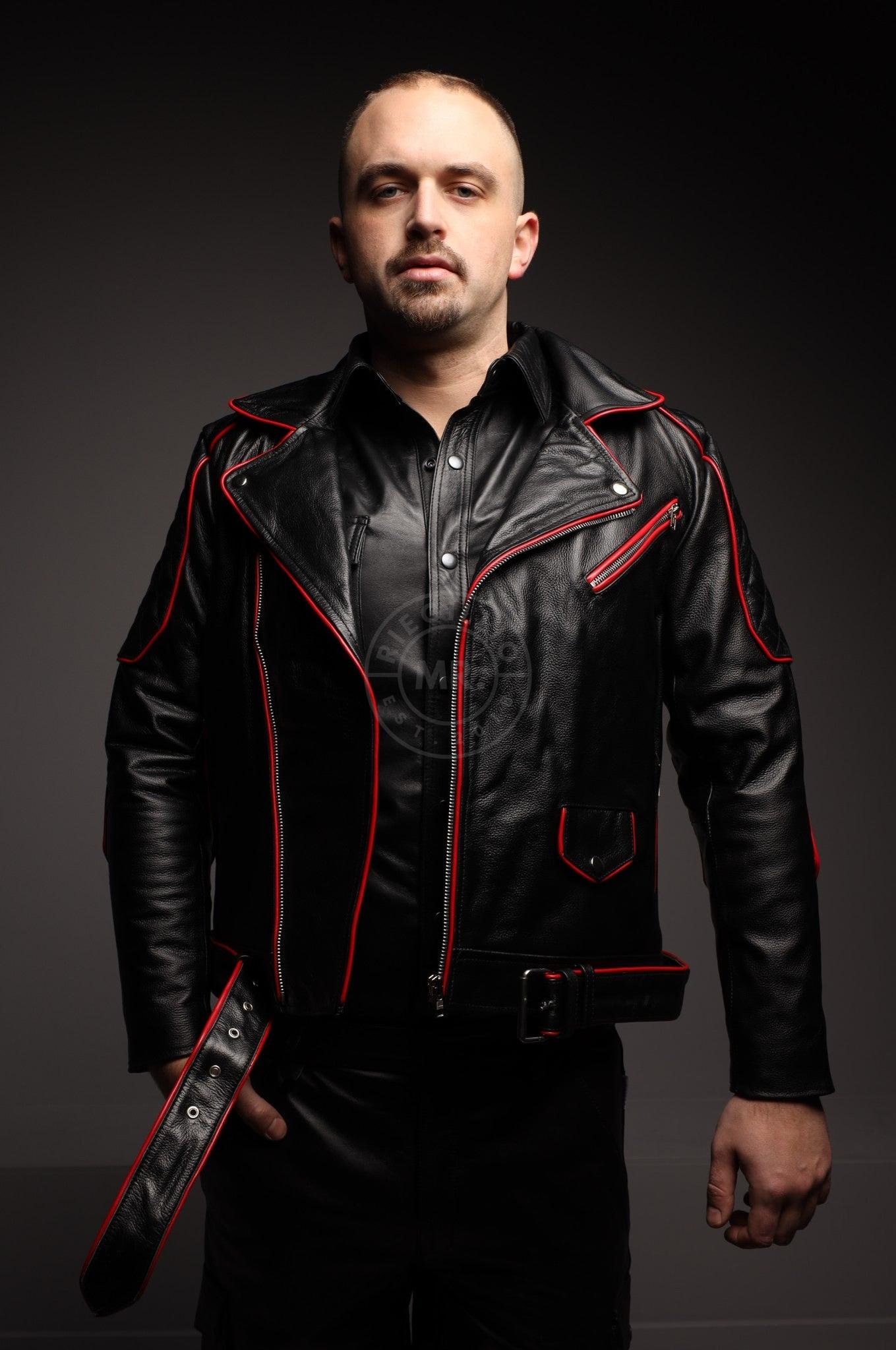 Leather Brando Jacket - Red Piping at MR. Riegillio