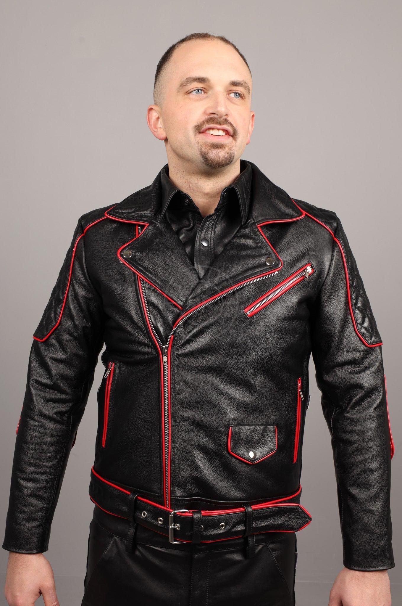Leather Brando Jacket - Red Piping at MR. Riegillio