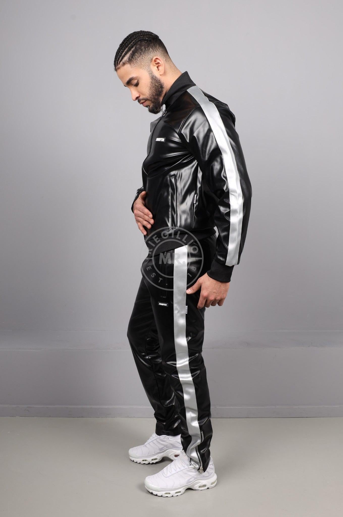 MR. X SNKRFTSH Tracksuit Pants - Silver Stripe at MR. Riegillio