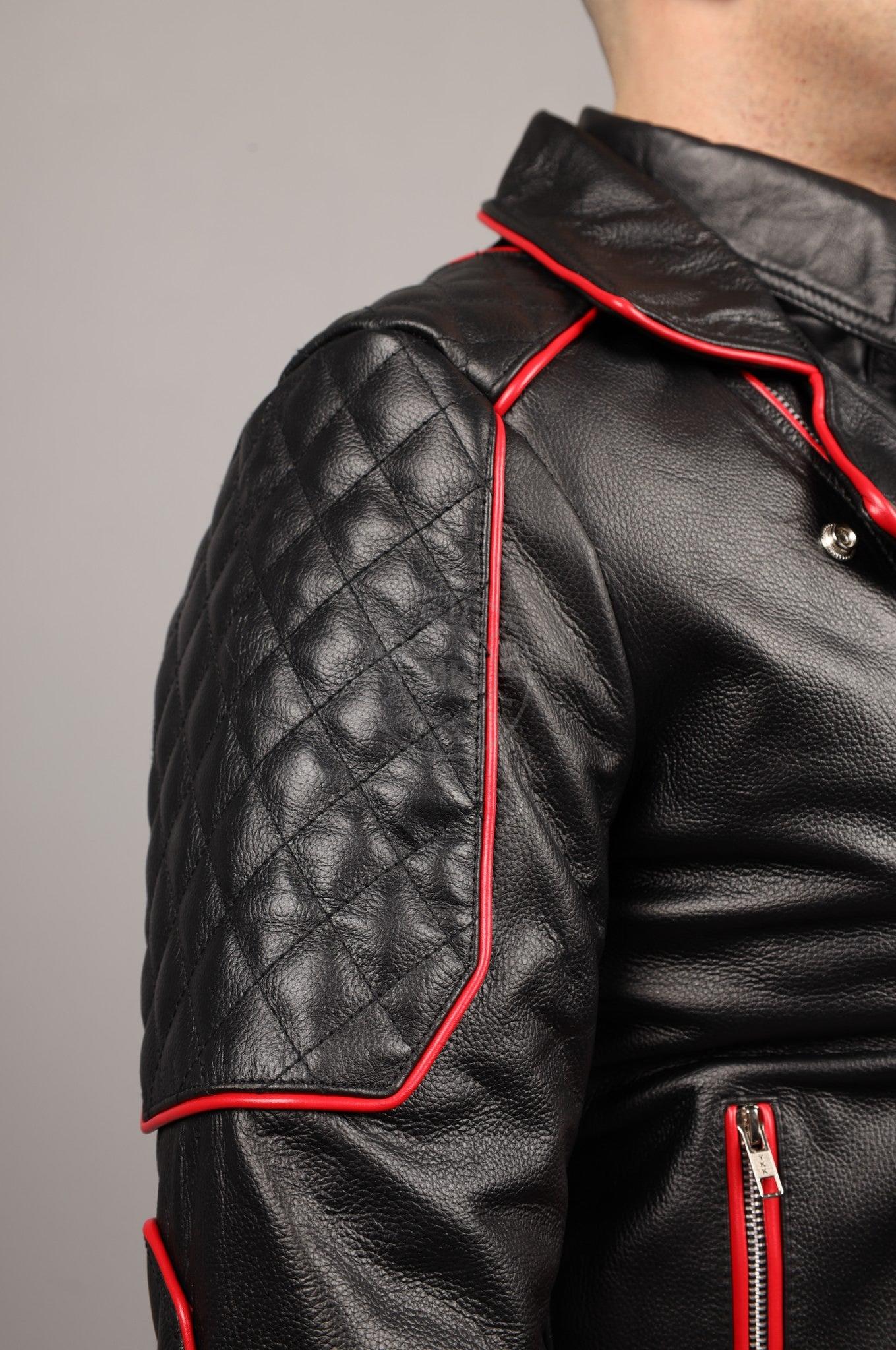 Leather Brando Jacket - Red Piping at MR. Riegillio