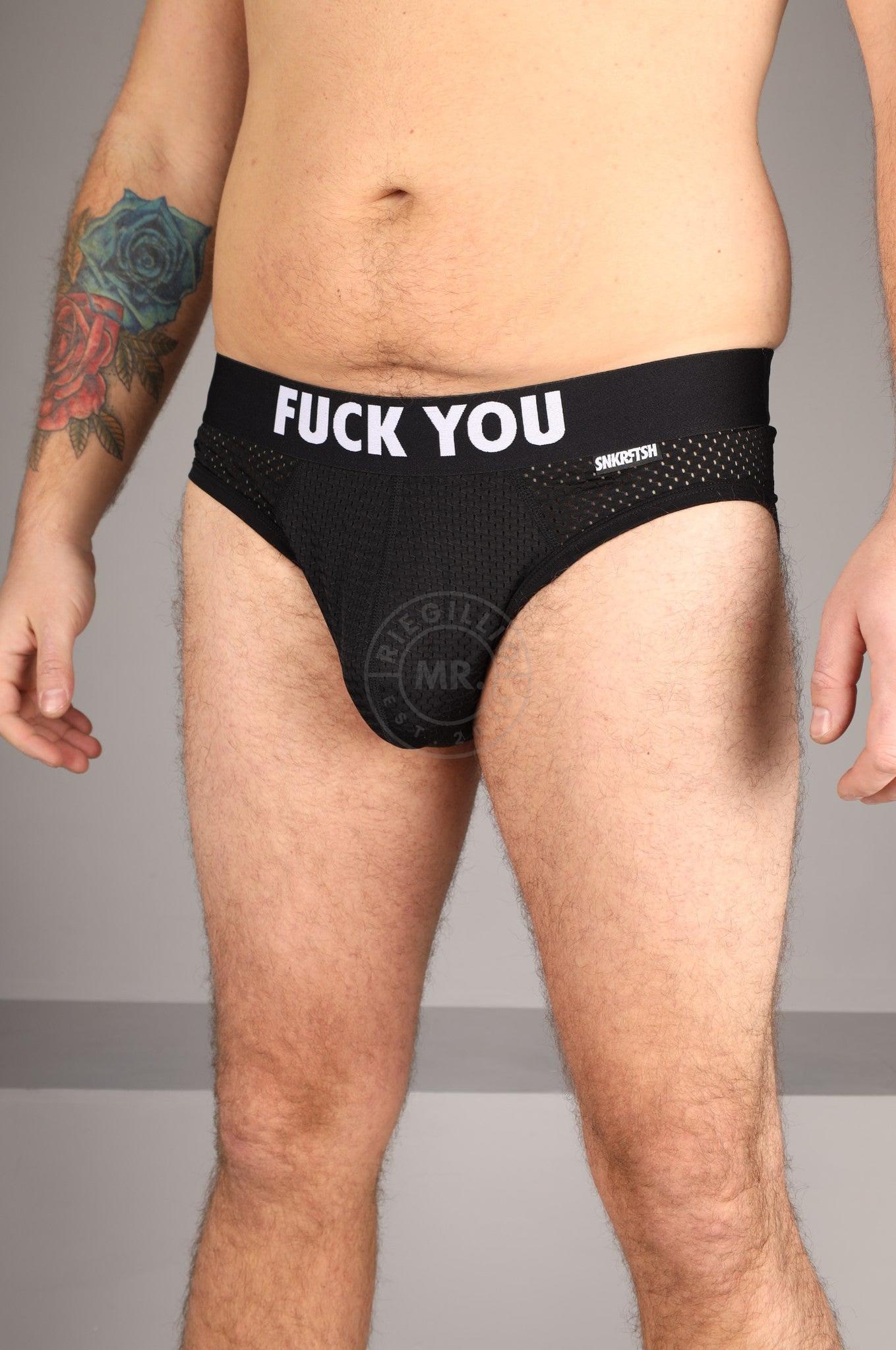 SNKRFTSH Mesh Brief FUCK YOU - Black at MR. Riegillio