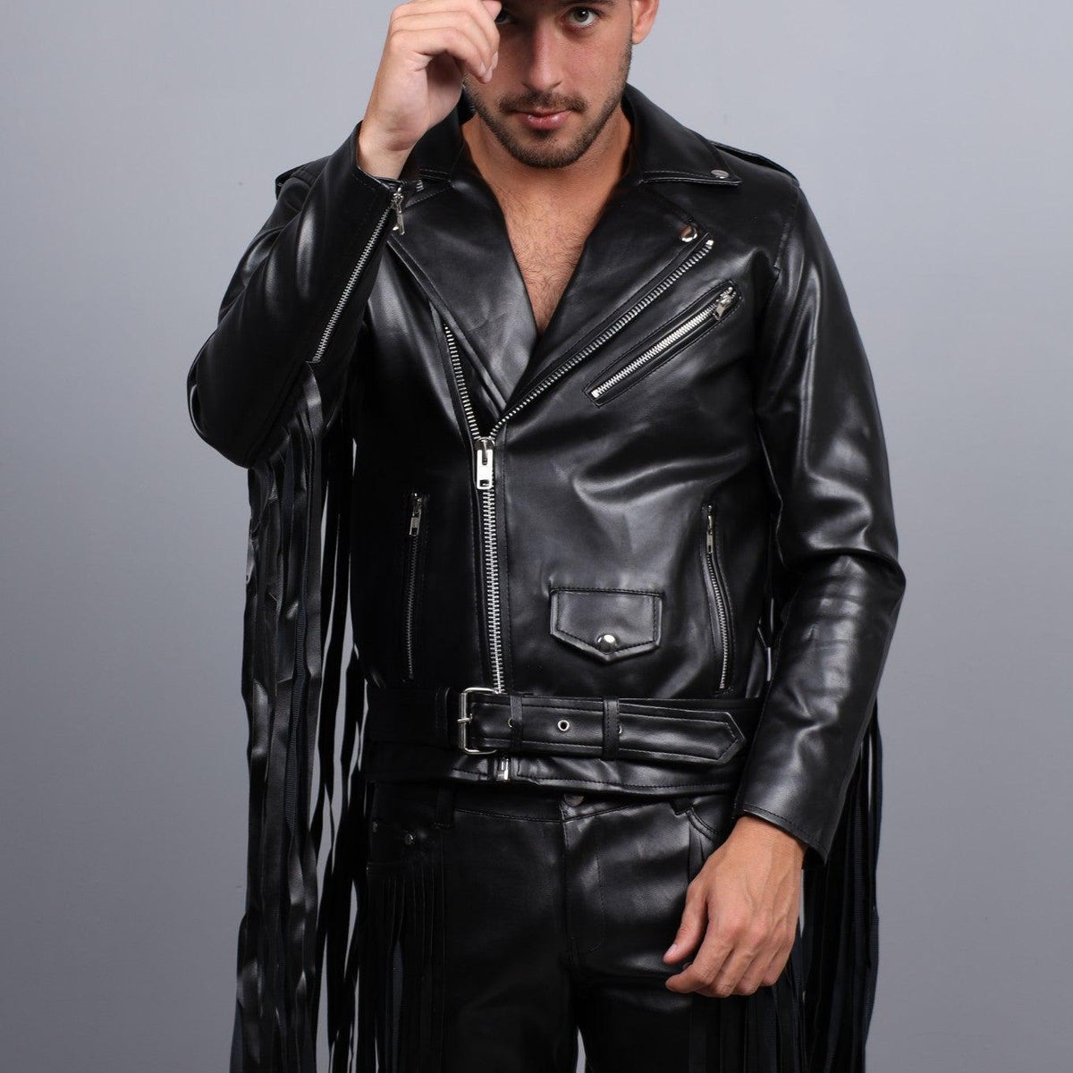 MR. Fringe Biker Jacket - Black at MR. Riegillio