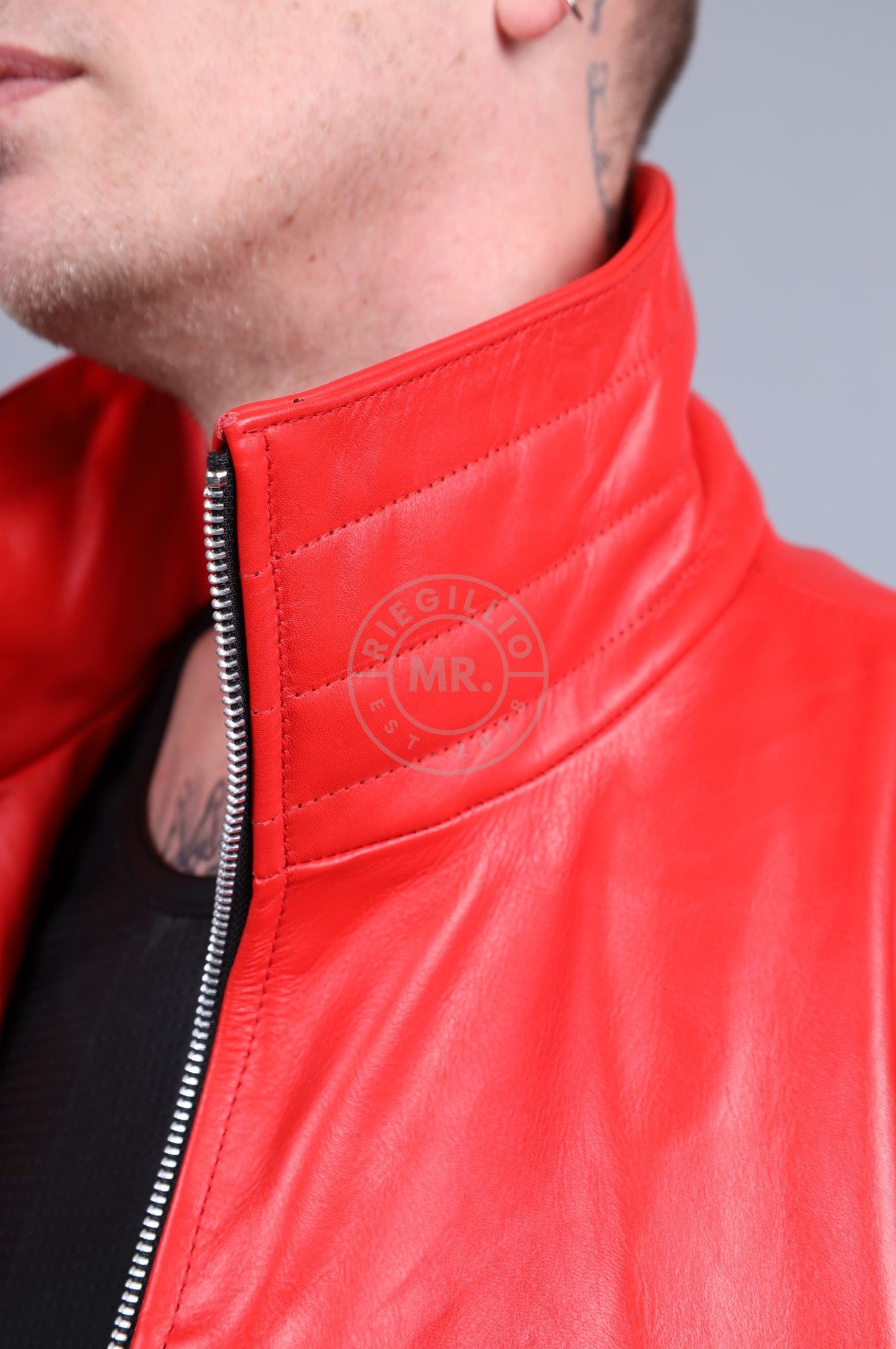 Xtreme Loose Leather Tracksuit Jacket-at MR. Riegillio
