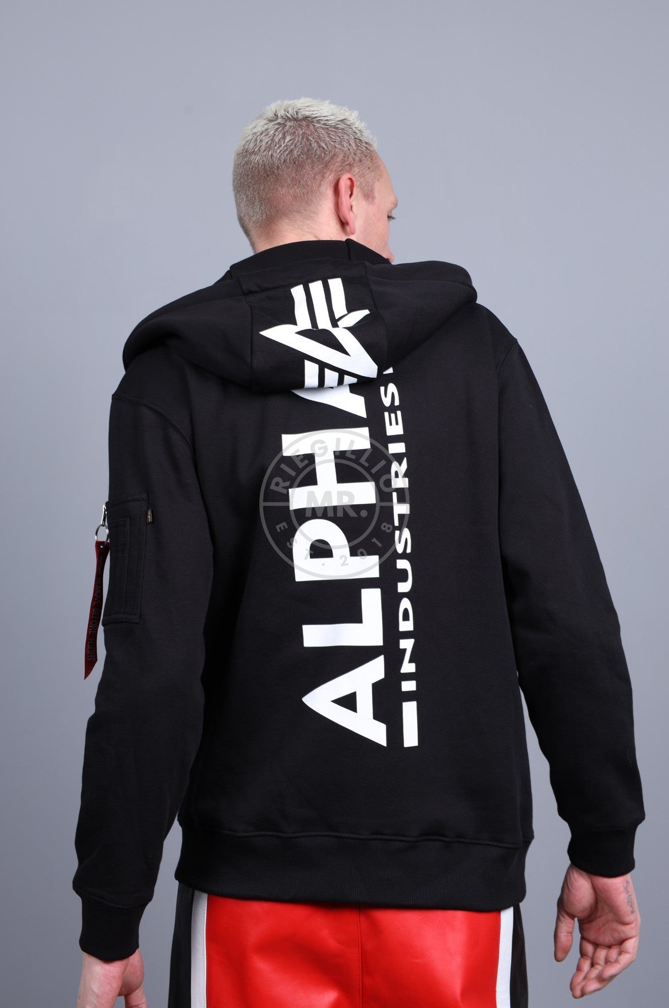 Alpha Industries Rücken Print Zip Hoodie - Schwarz