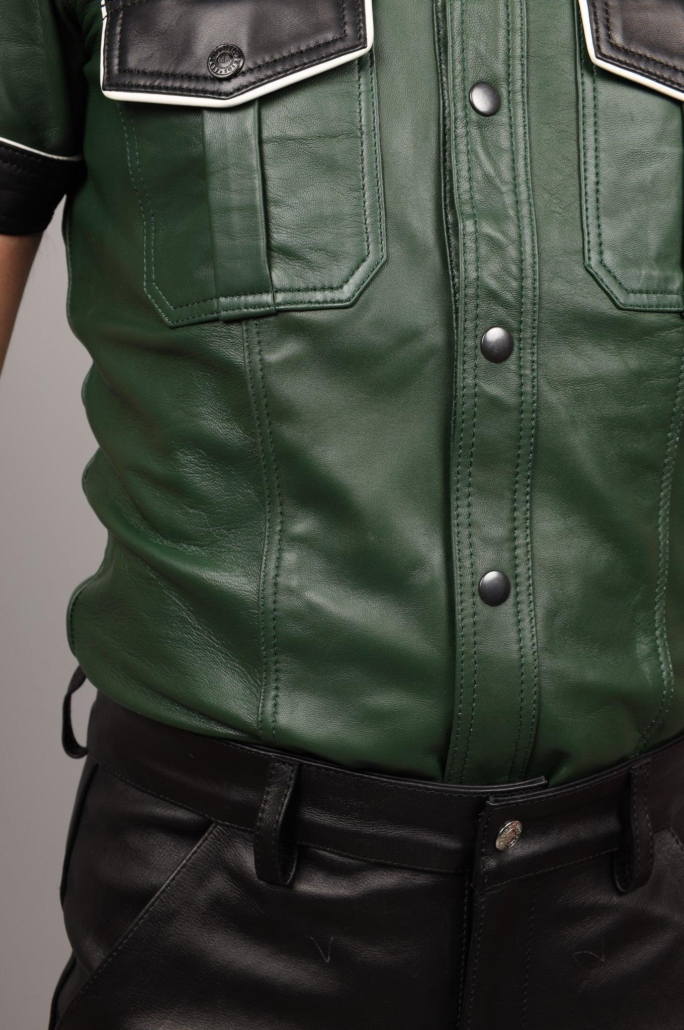 Colored Leather Shirt - Green at MR. Riegillio
