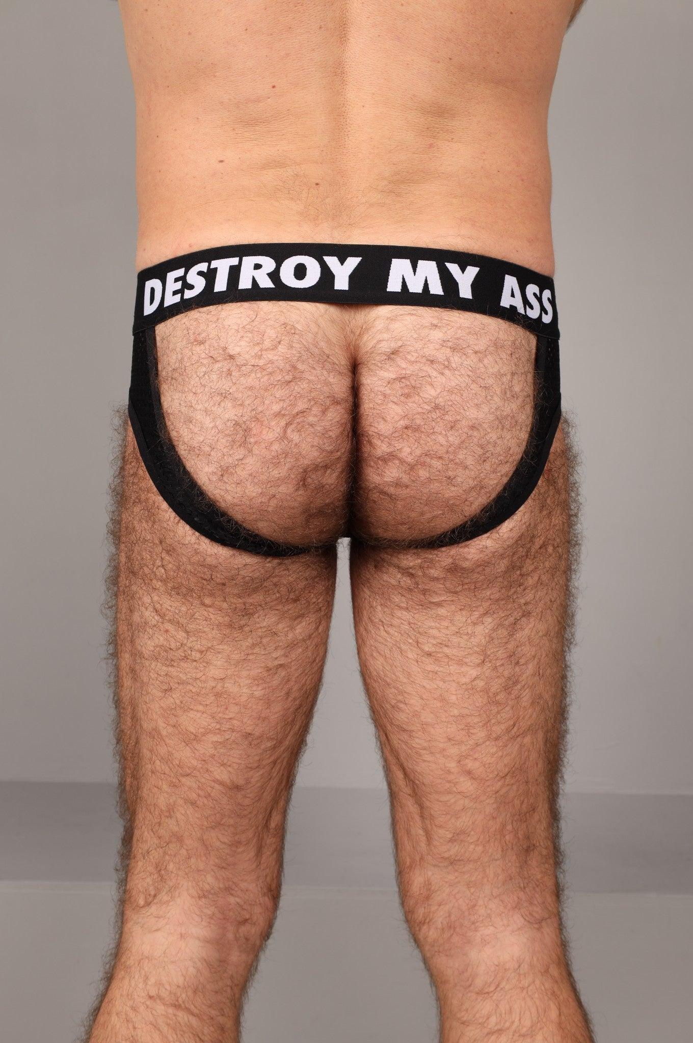 SNKRFTSH Mesh Jock DESTROY MY ASS - Black at MR. Riegillio