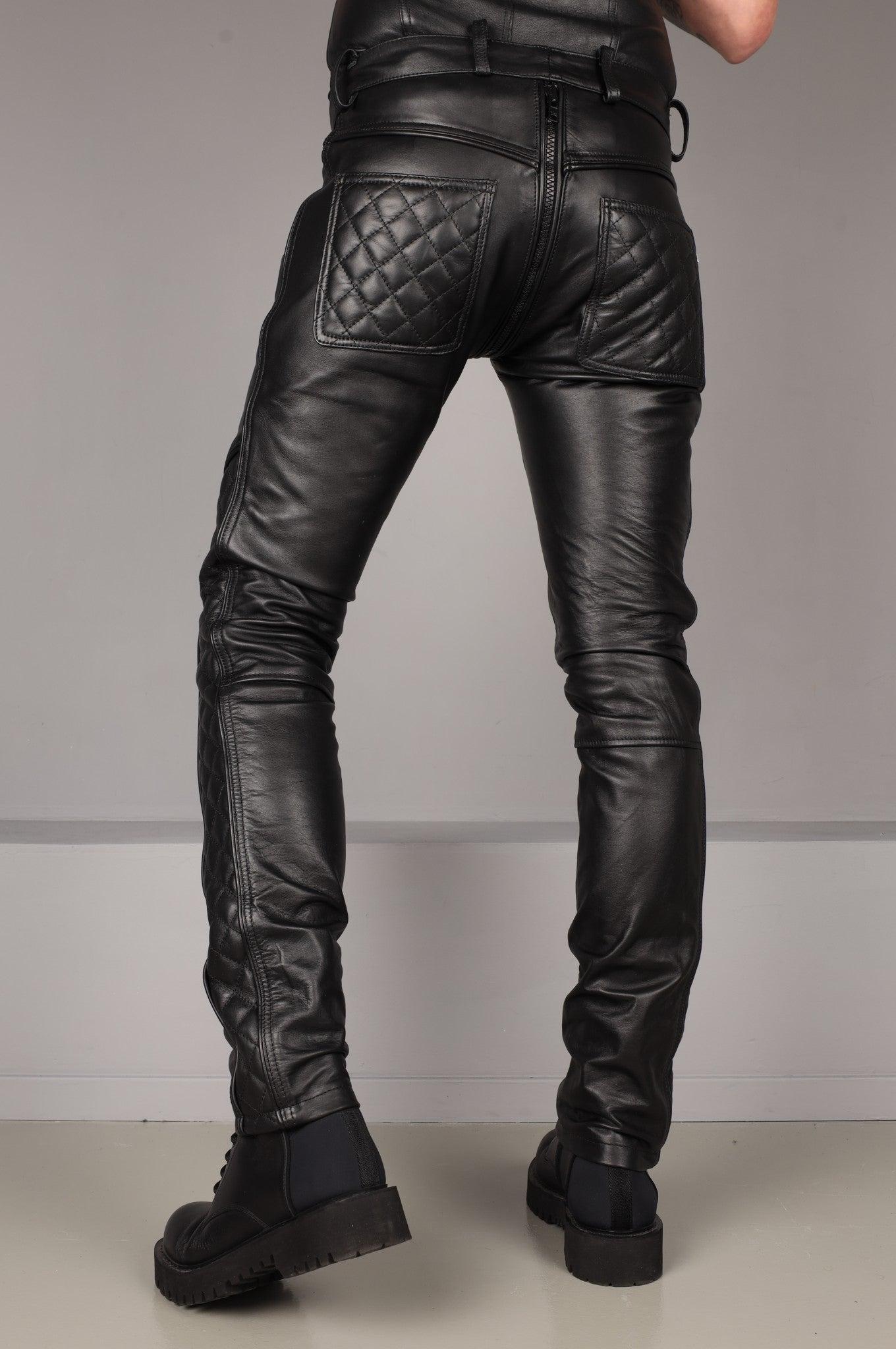 Black Leather FTSH Pants - Thru Zip by MR. Riegillio