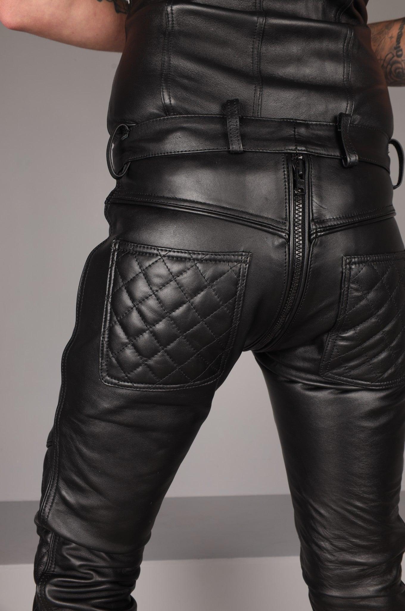 Black Leather FTSH Pants - Thru Zip by MR. Riegillio