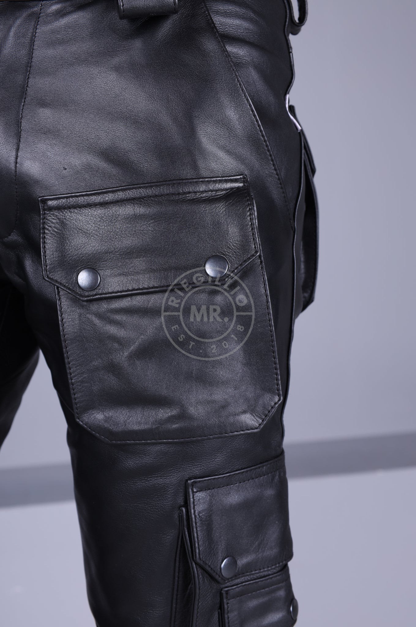Black Leather Pants - Snap Pockets by MR. Riegillio