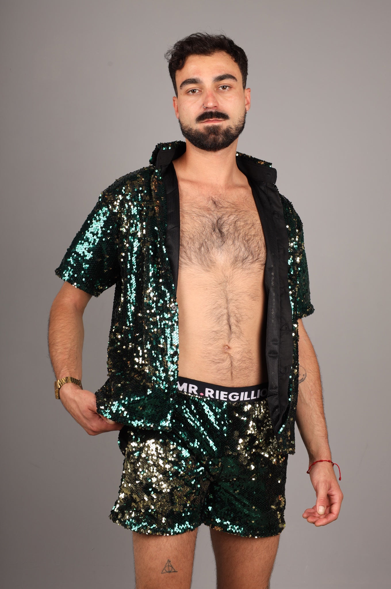 Green/Gold Sequin Logo Short