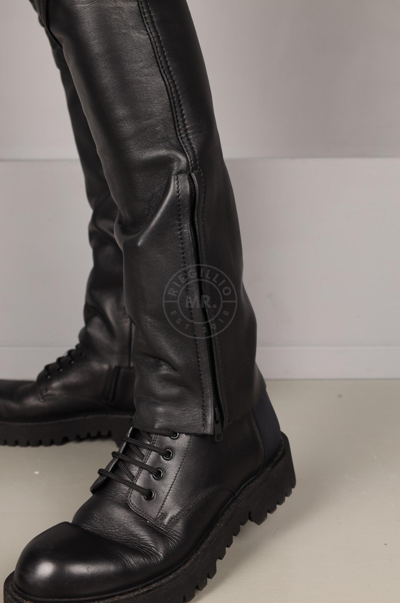 Black Leather Saddle Pants at MR. Riegillio