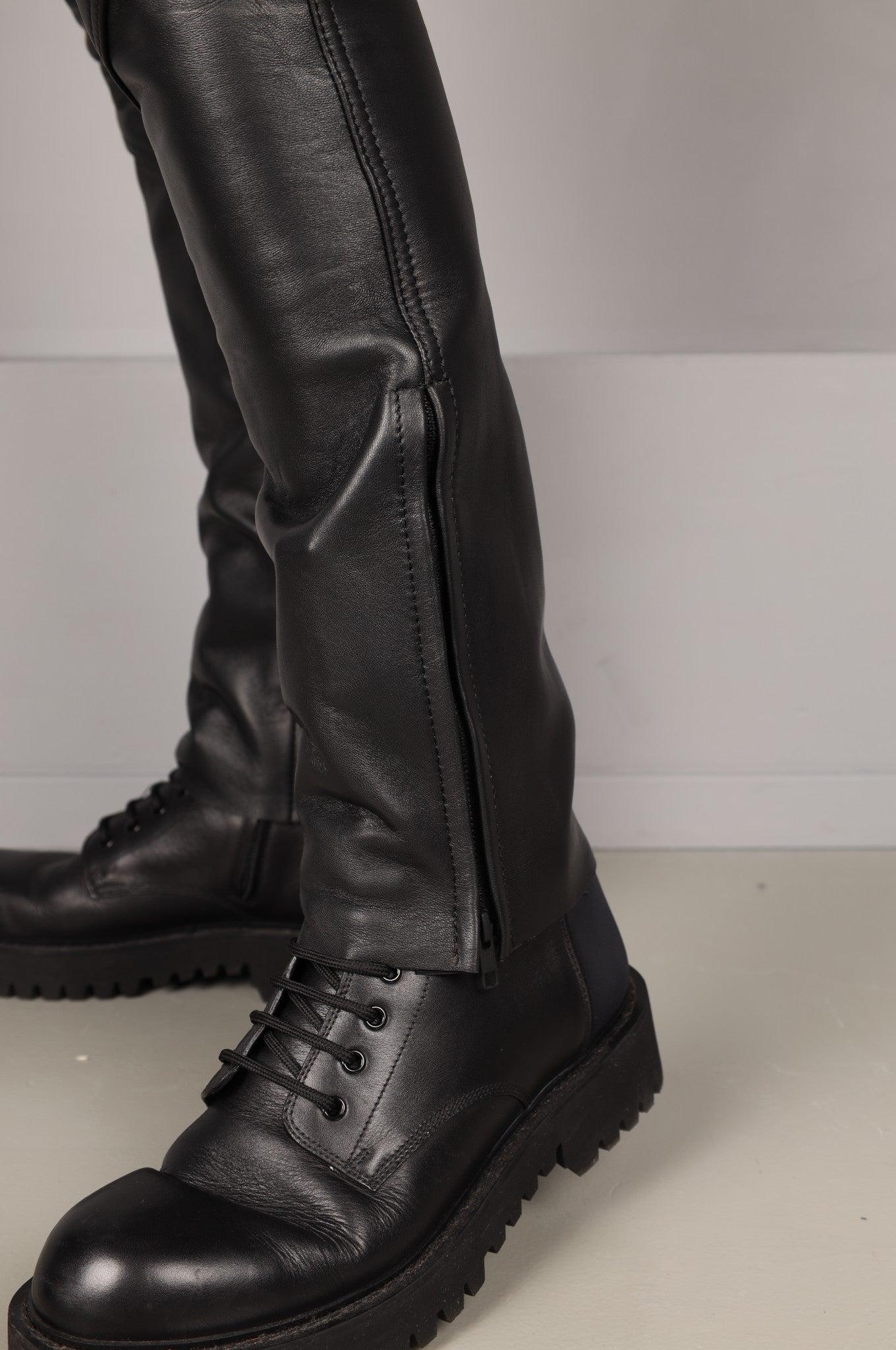 Black Leather Saddle Pants at MR. Riegillio