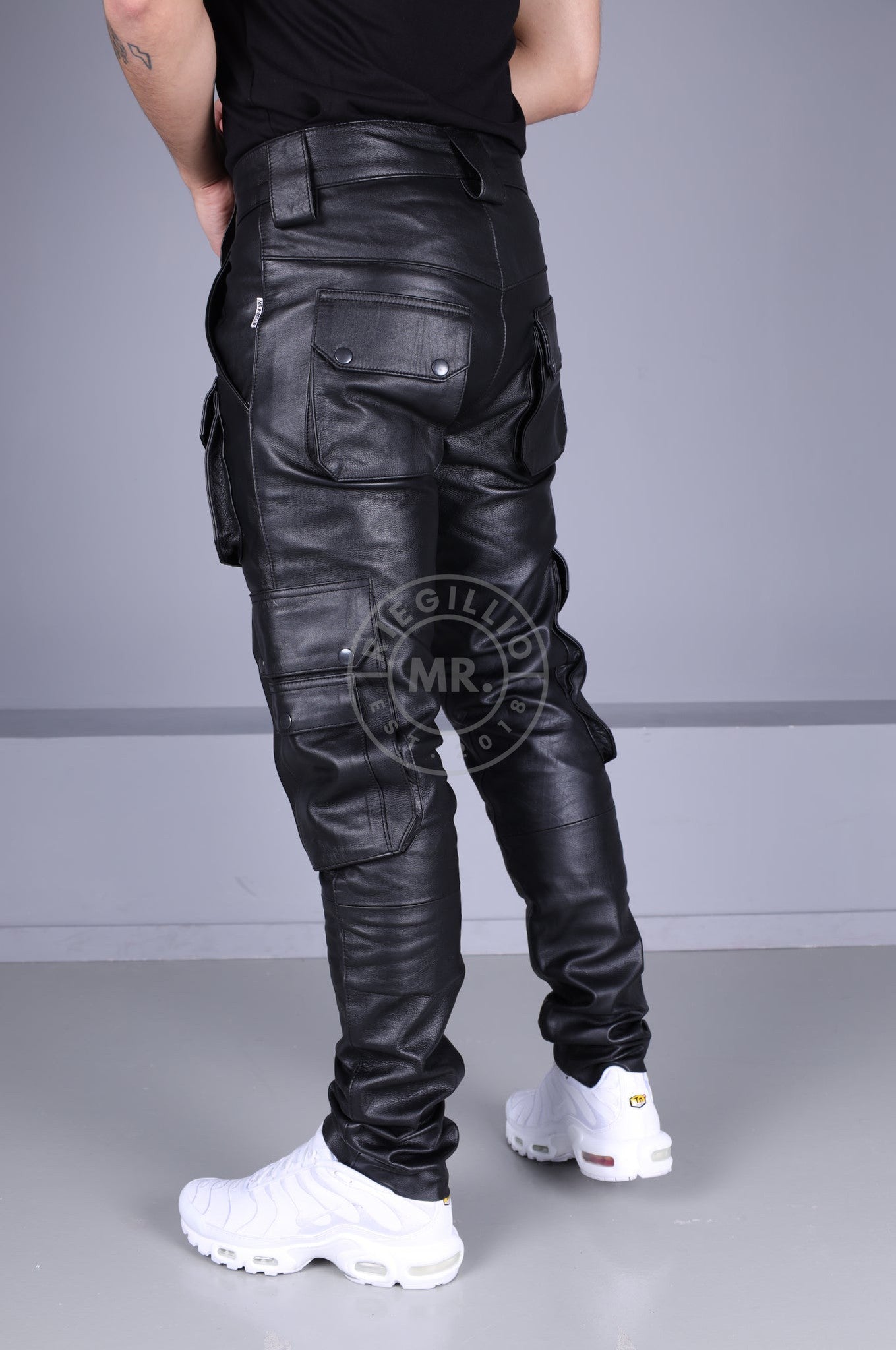 Black Leather Pants - Snap Pockets