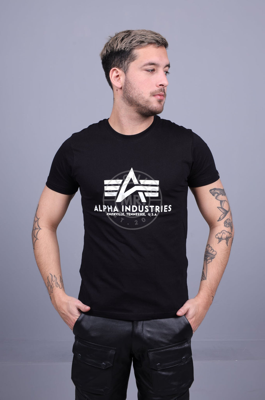 by MR. Alpha Basic Riegillio Industries T-Shirt Black