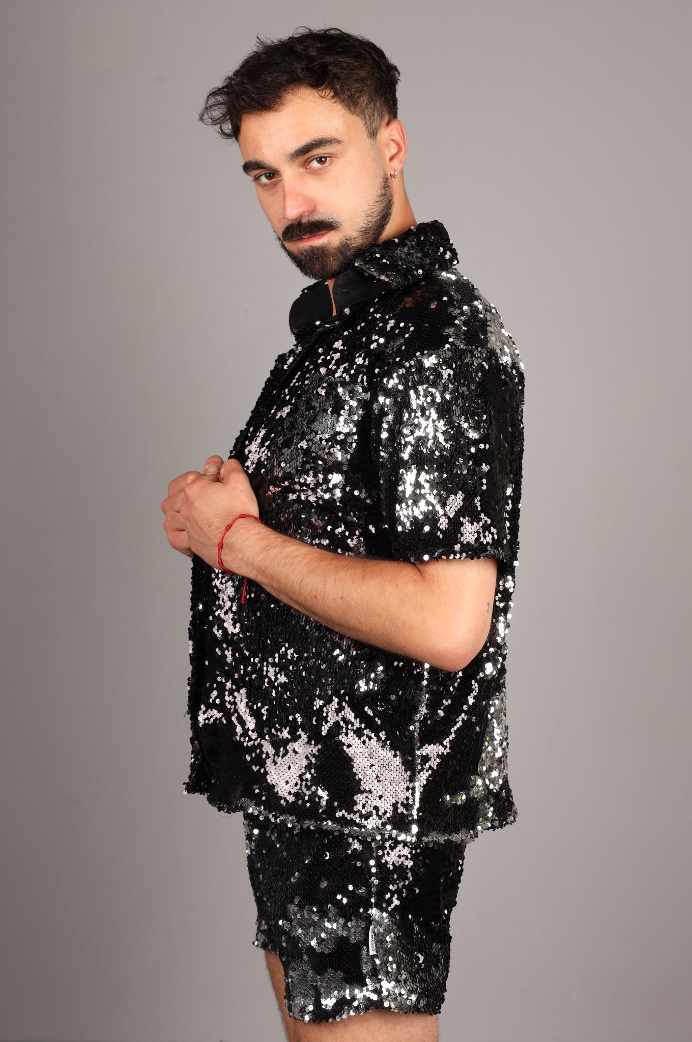 Schwarz/Silber Pailletten-Shirt
