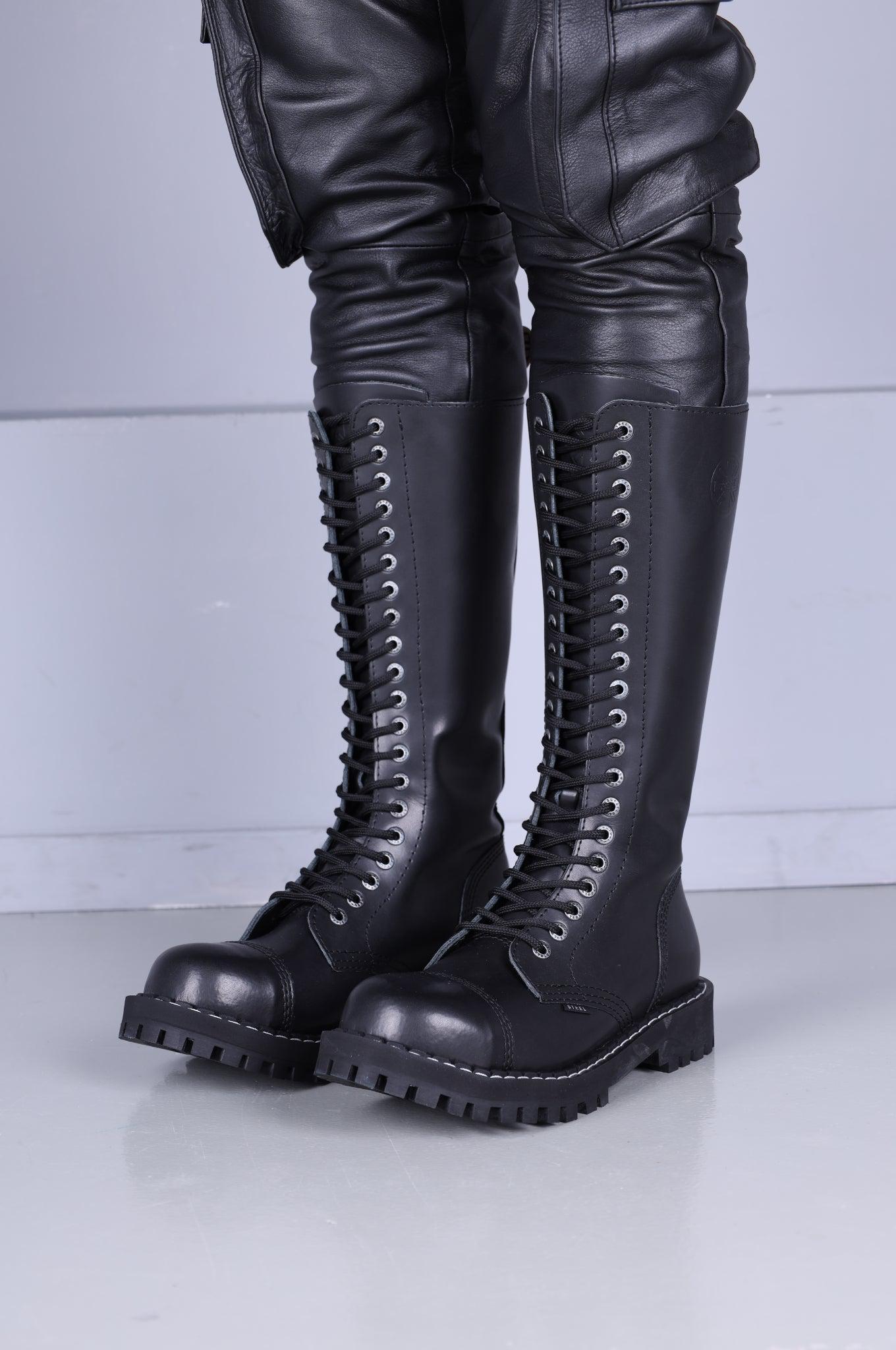 Black Steel Boots Skinhead Boots 20 hole at MR. Riegillio