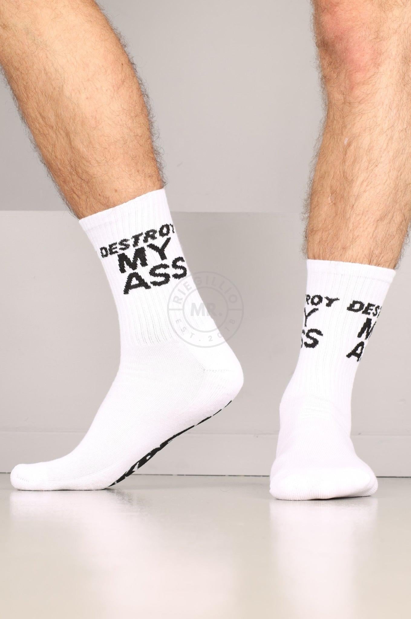 SNKRFTSH DESTROY MY ASS Socks at MR. Riegillio