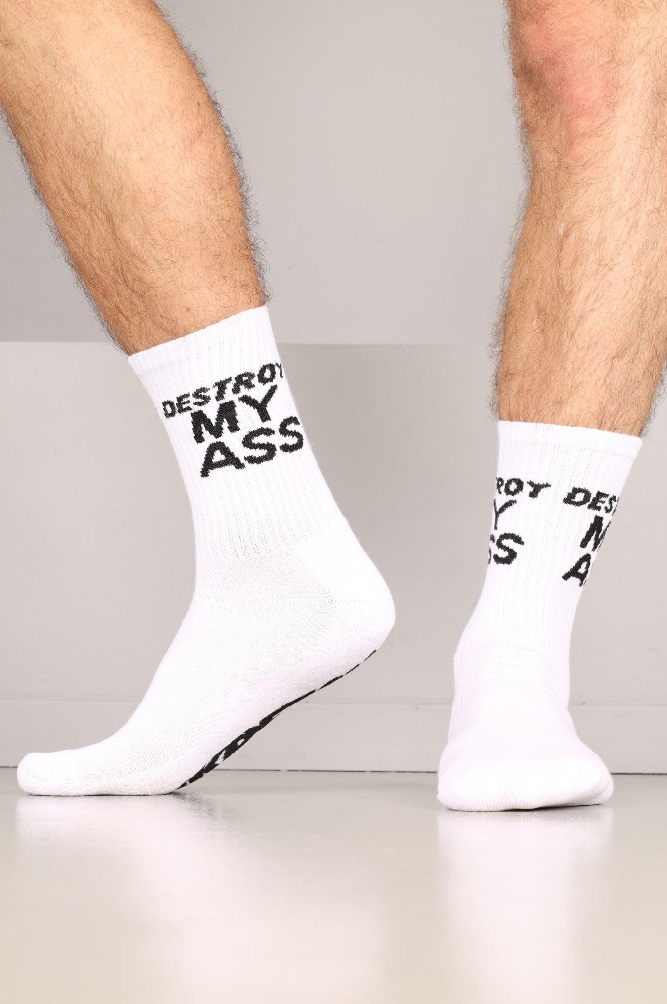 SNKRFTSH DESTROY MY ASS Socks at MR. Riegillio