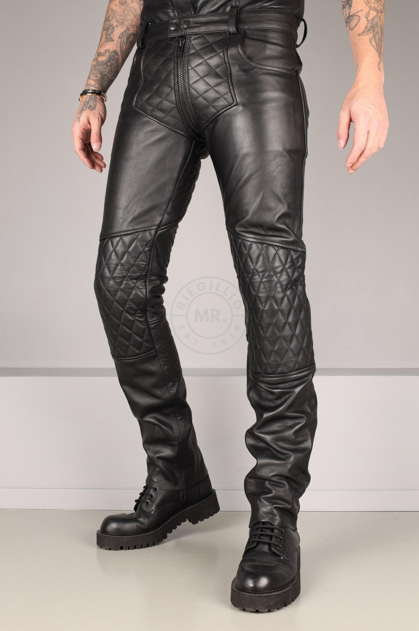 Padded Thru Zip 5 Pocket Pants - Black at MR. Riegillio