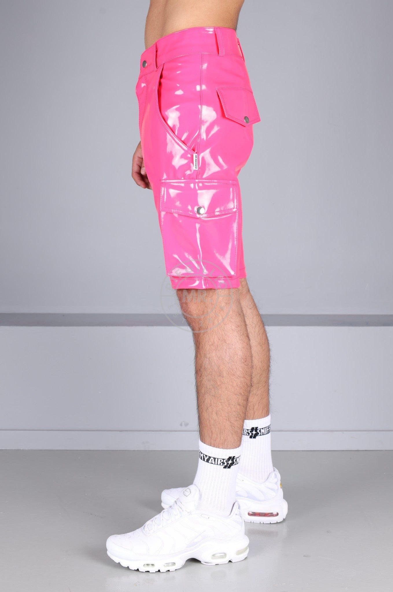 Heavy PVC Cargo Short - Neon Pink at MR. Riegillio