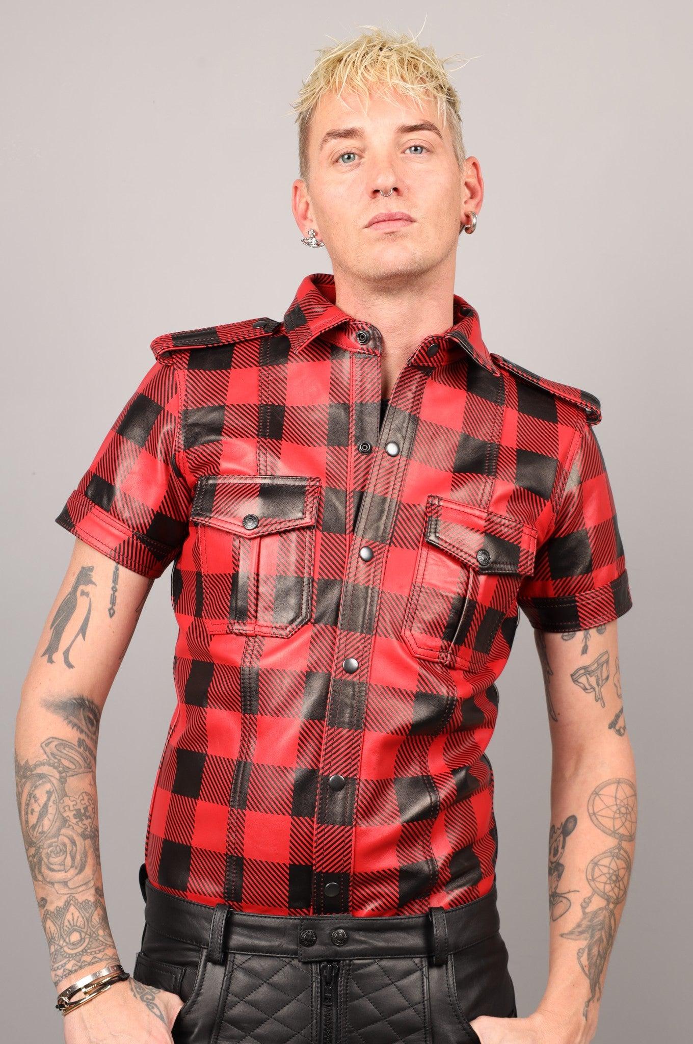 Red Flannel Leather Shirt at MR. Riegillio